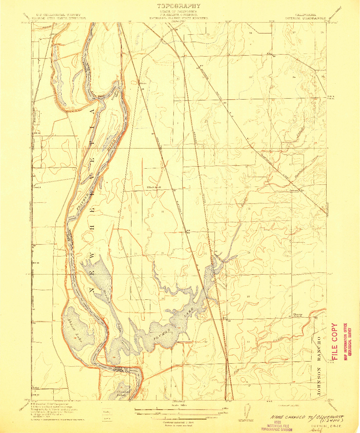 USGS 1:31680-SCALE QUADRANGLE FOR OSTROM, CA 1911