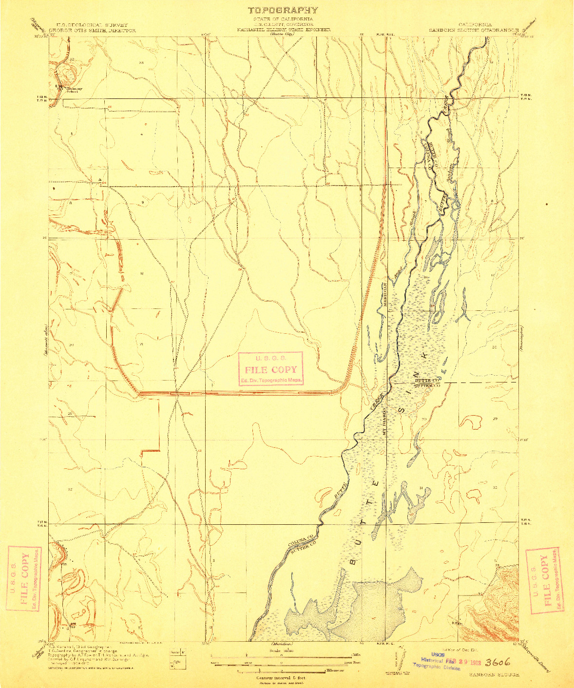 USGS 1:31680-SCALE QUADRANGLE FOR SANBORN SLOUGH, CA 1911