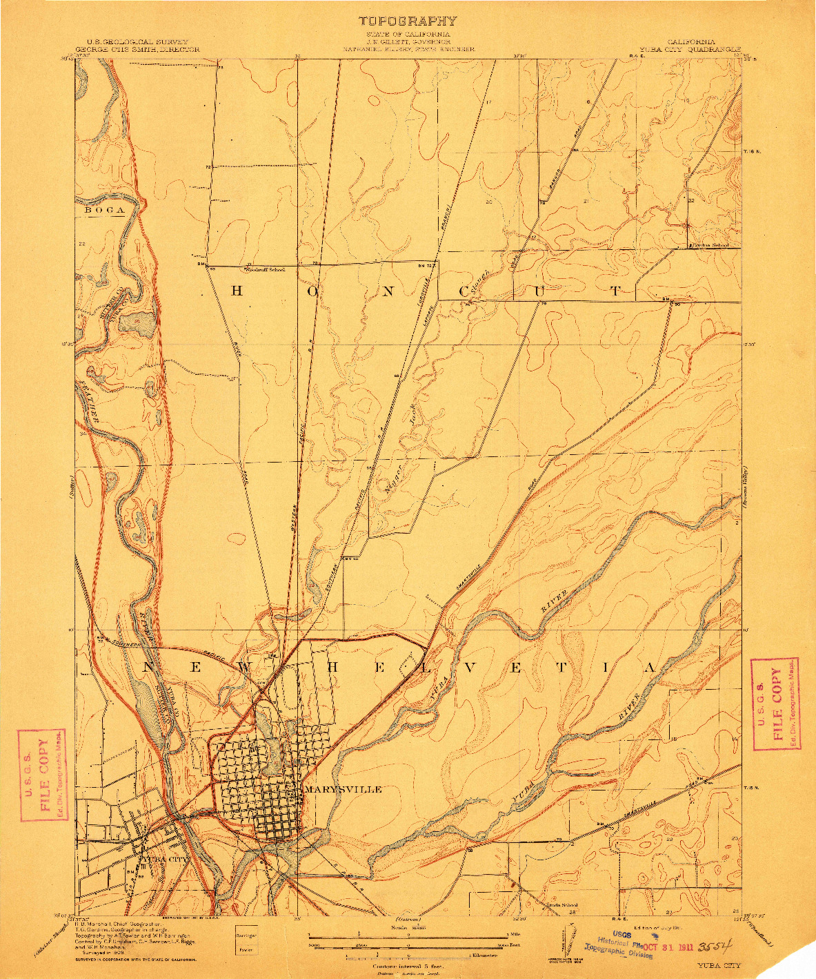 USGS 1:31680-SCALE QUADRANGLE FOR YUBA CITY, CA 1911