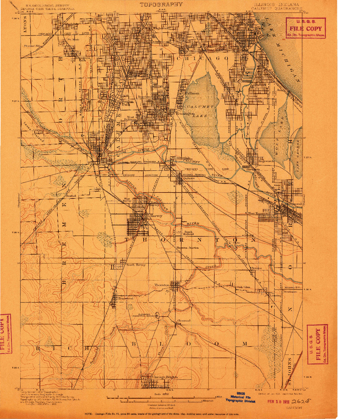 USGS 1:62500-SCALE QUADRANGLE FOR CALUMET, IL 1901