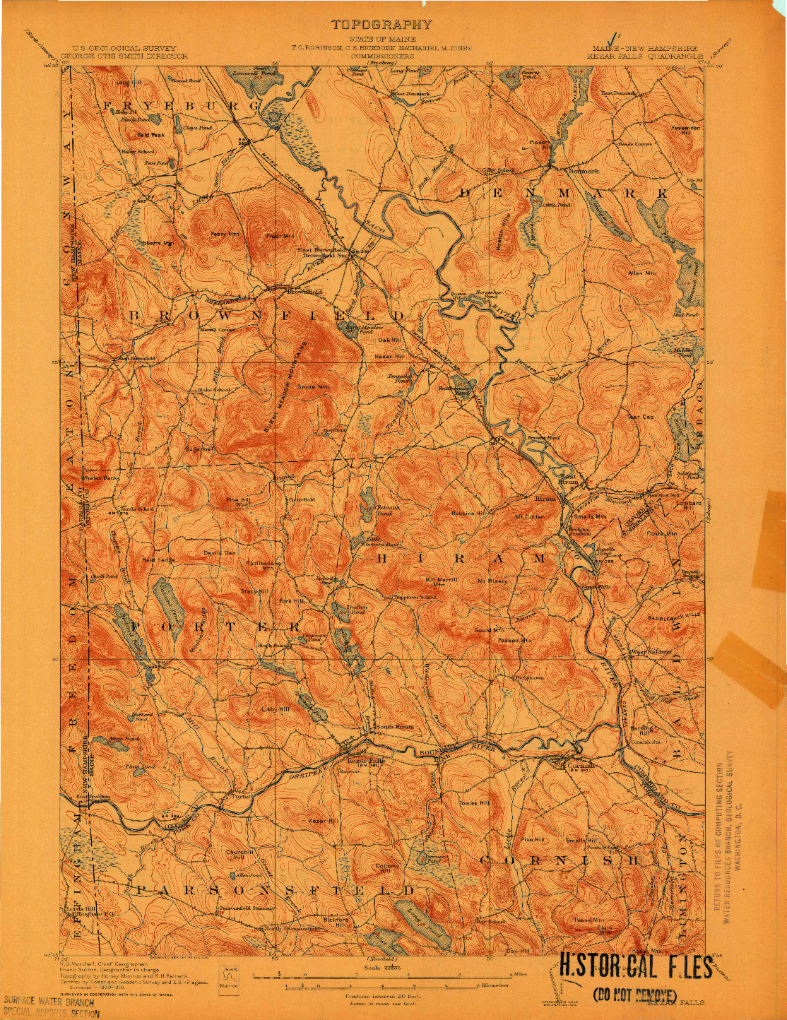 USGS 1:62500-SCALE QUADRANGLE FOR KEZAR FALLS, ME 1911
