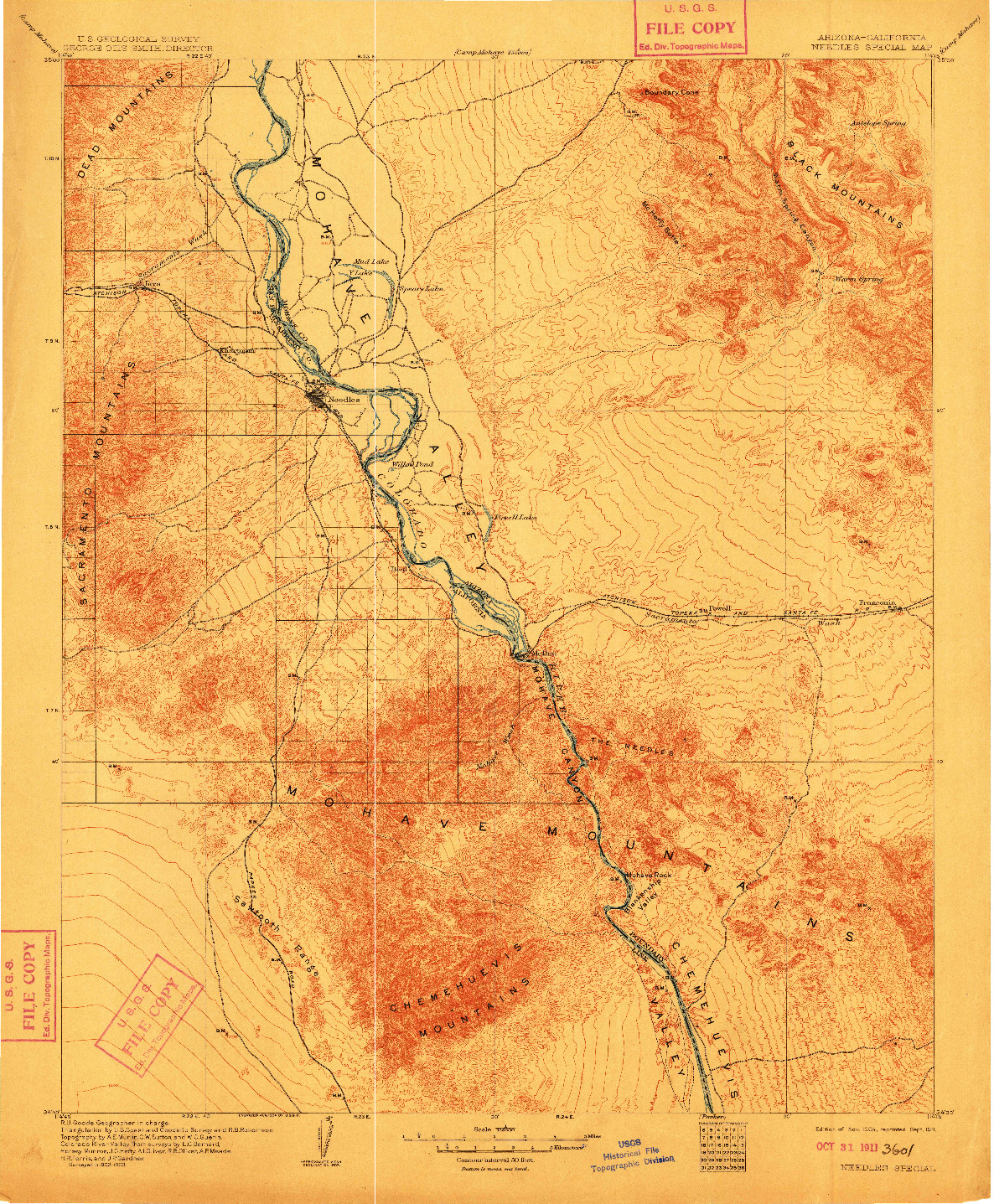 USGS 1:125000-SCALE QUADRANGLE FOR NEEDLES SPECIAL, AZ 1904