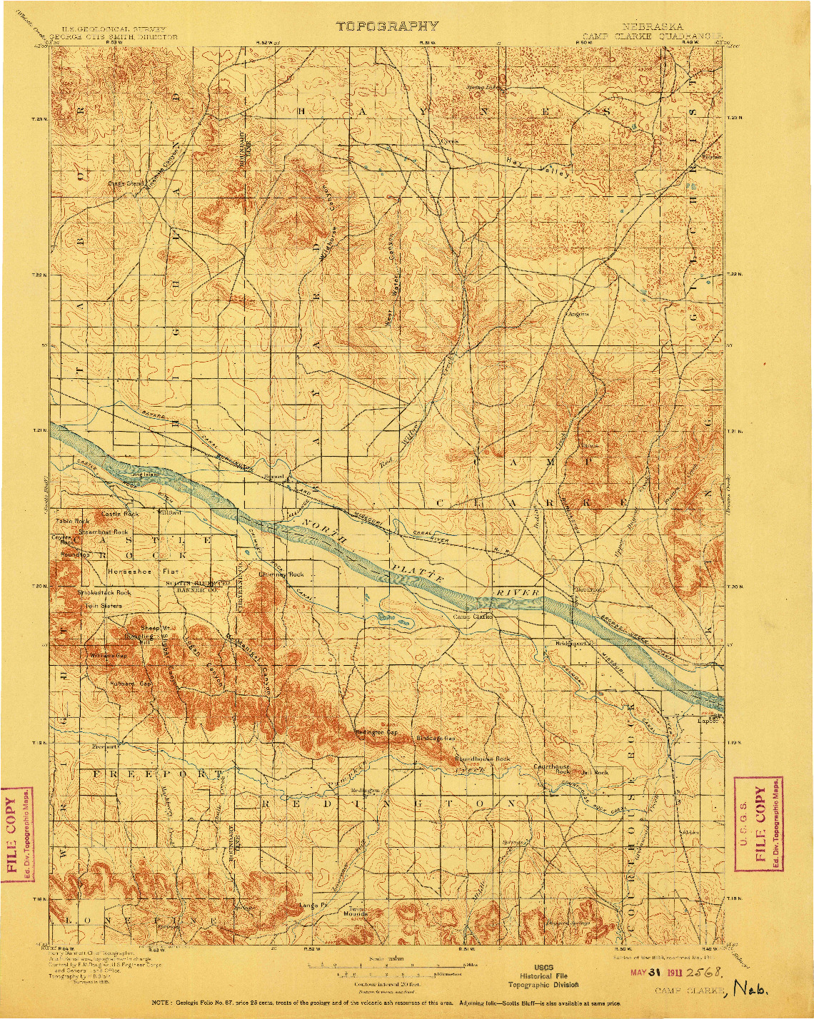 USGS 1:125000-SCALE QUADRANGLE FOR CAMP CLARKE, NE 1898