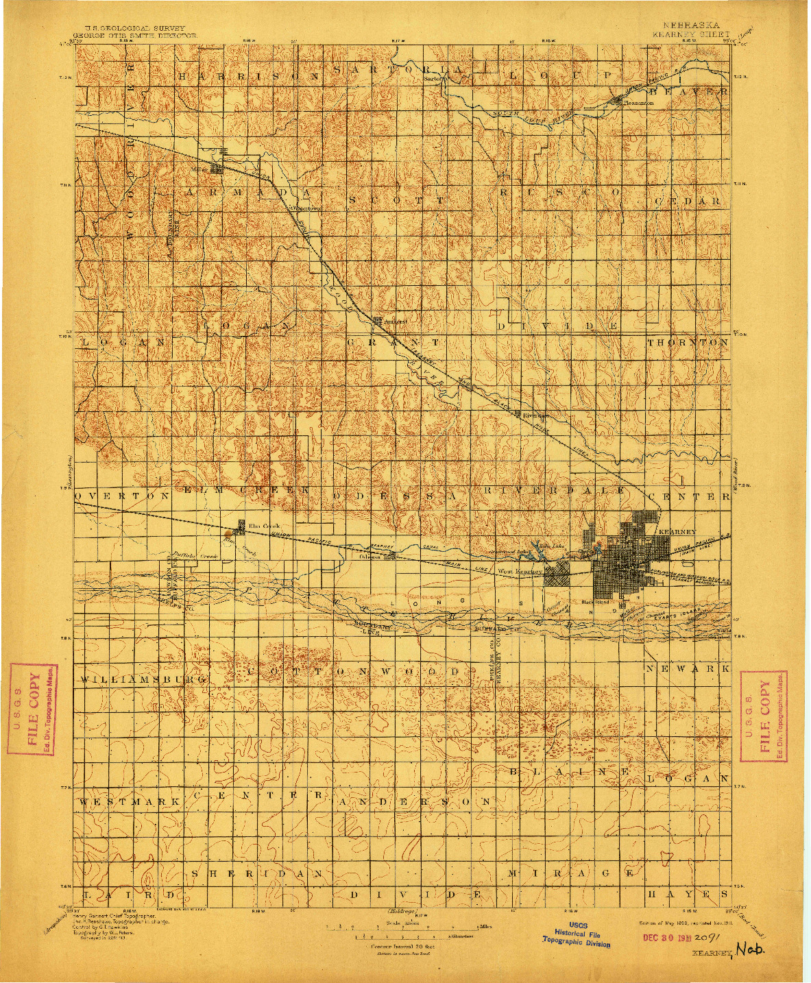 USGS 1:125000-SCALE QUADRANGLE FOR KEARNEY, NE 1896