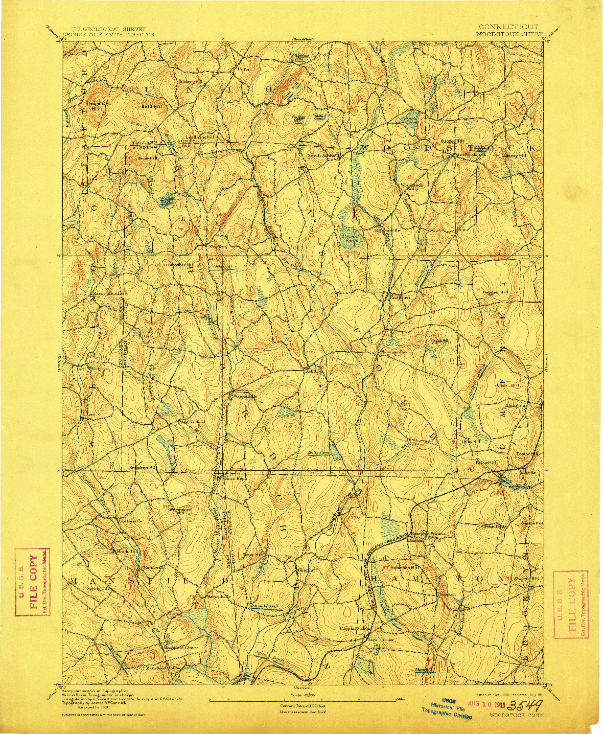 USGS 1:62500-SCALE QUADRANGLE FOR WOODSTOCK, CT 1892