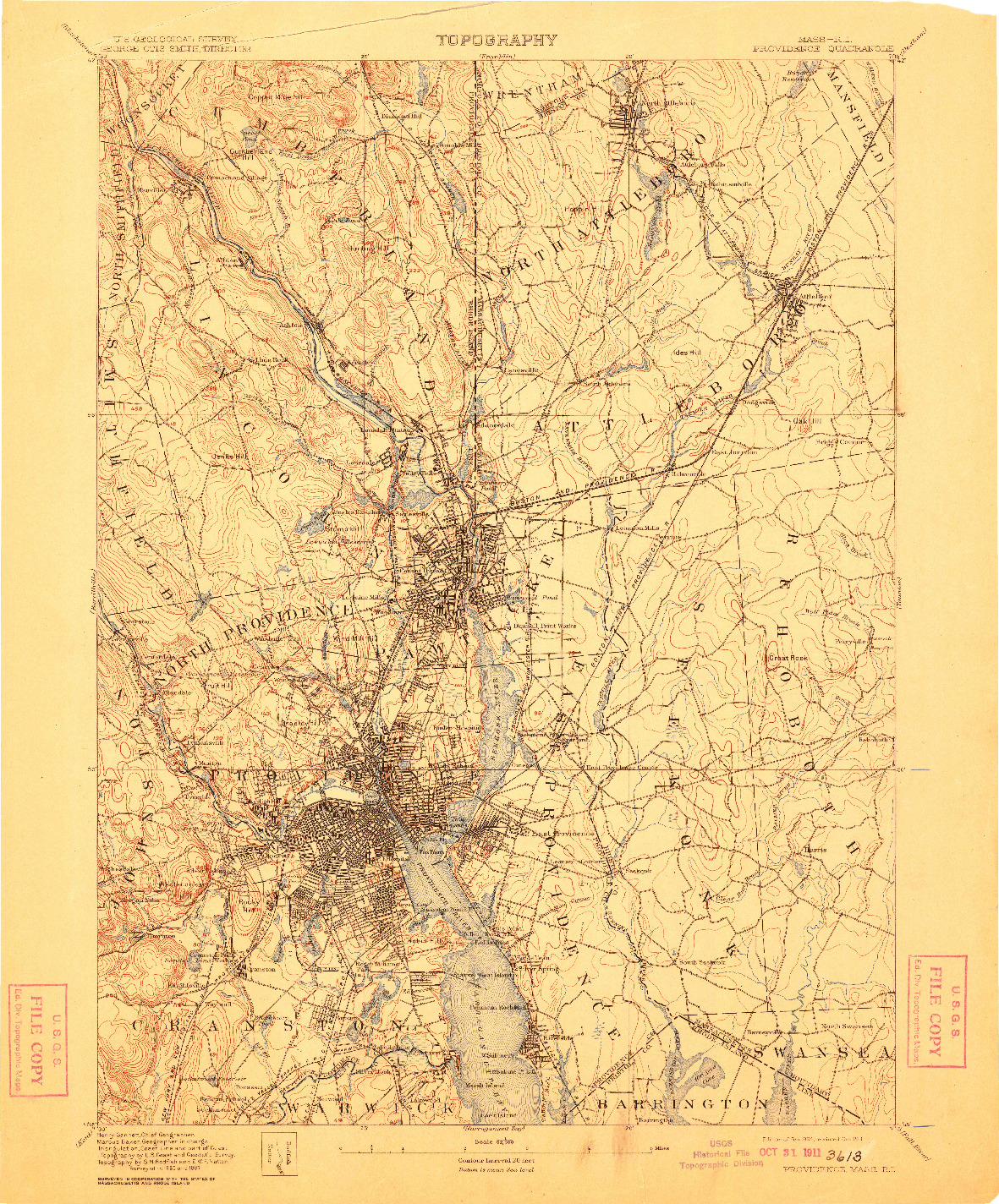 USGS 1:62500-SCALE QUADRANGLE FOR PROVIDENCE, RI 1894