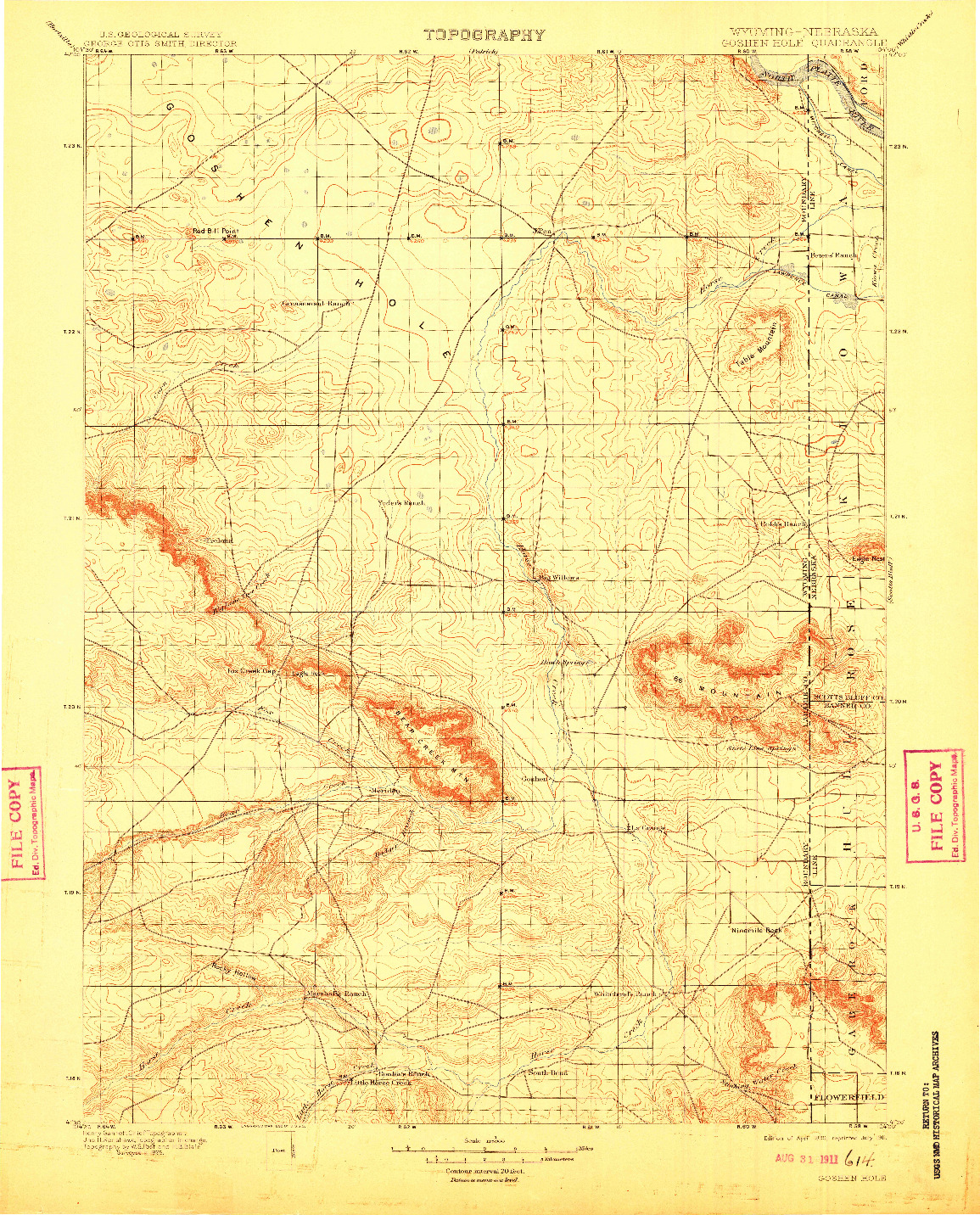 USGS 1:125000-SCALE QUADRANGLE FOR GOSHEN HOLE, WY 1899