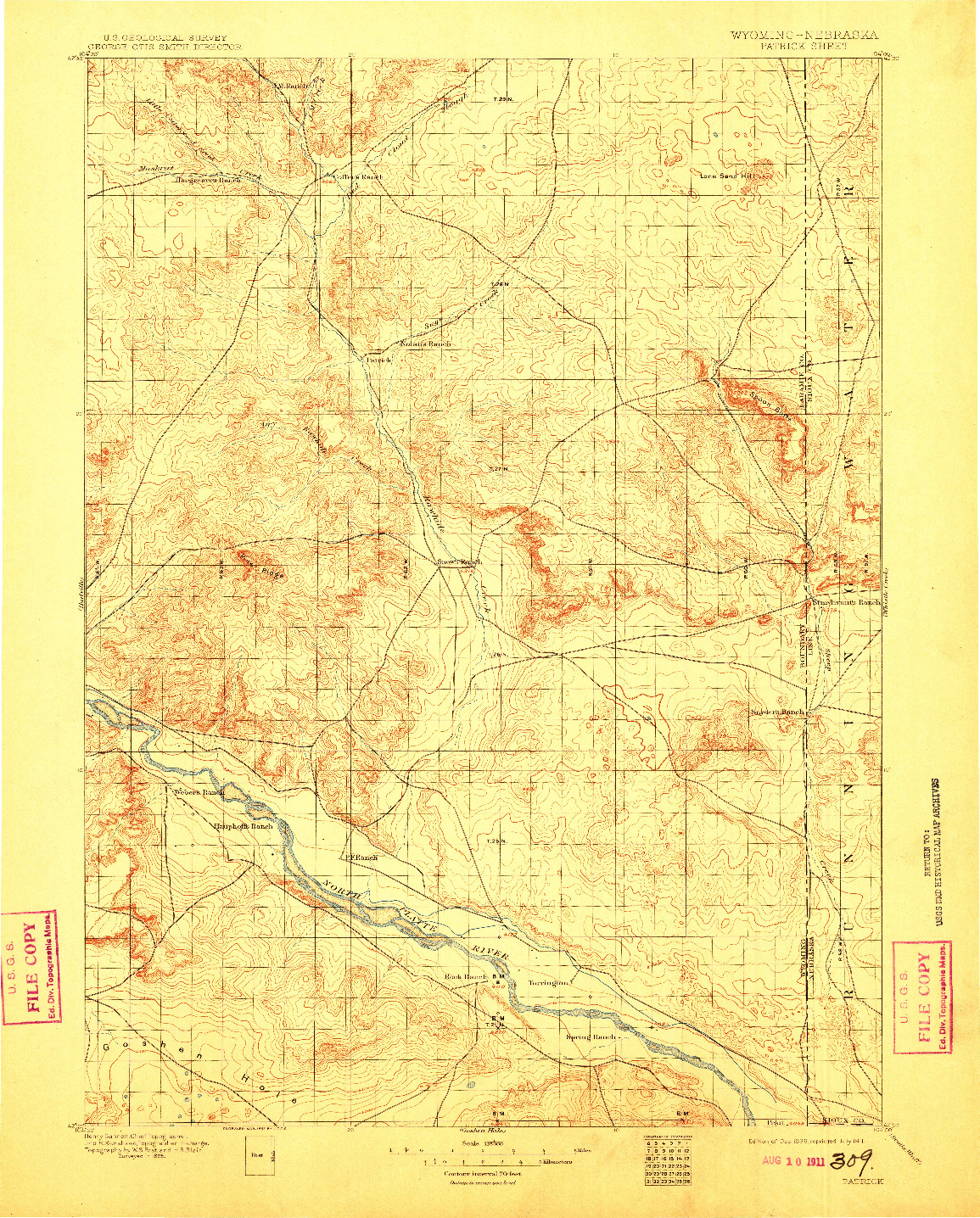 USGS 1:125000-SCALE QUADRANGLE FOR PATRICK, WY 1896