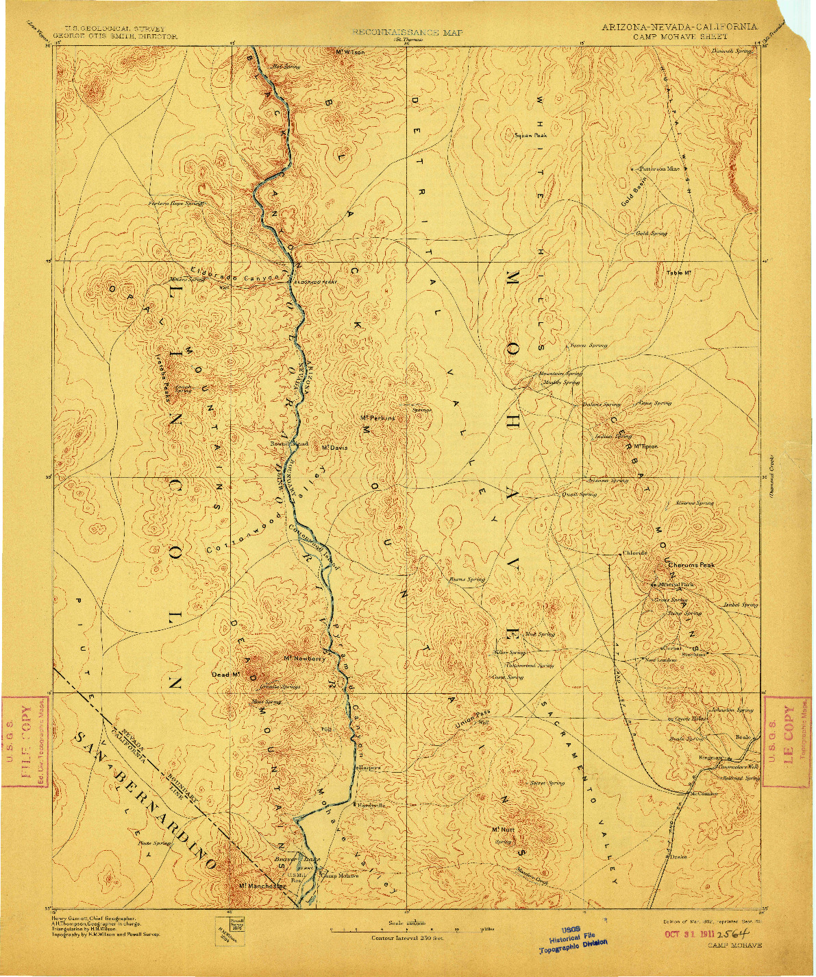 USGS 1:250000-SCALE QUADRANGLE FOR CAMP MOHAVE, AZ 1892