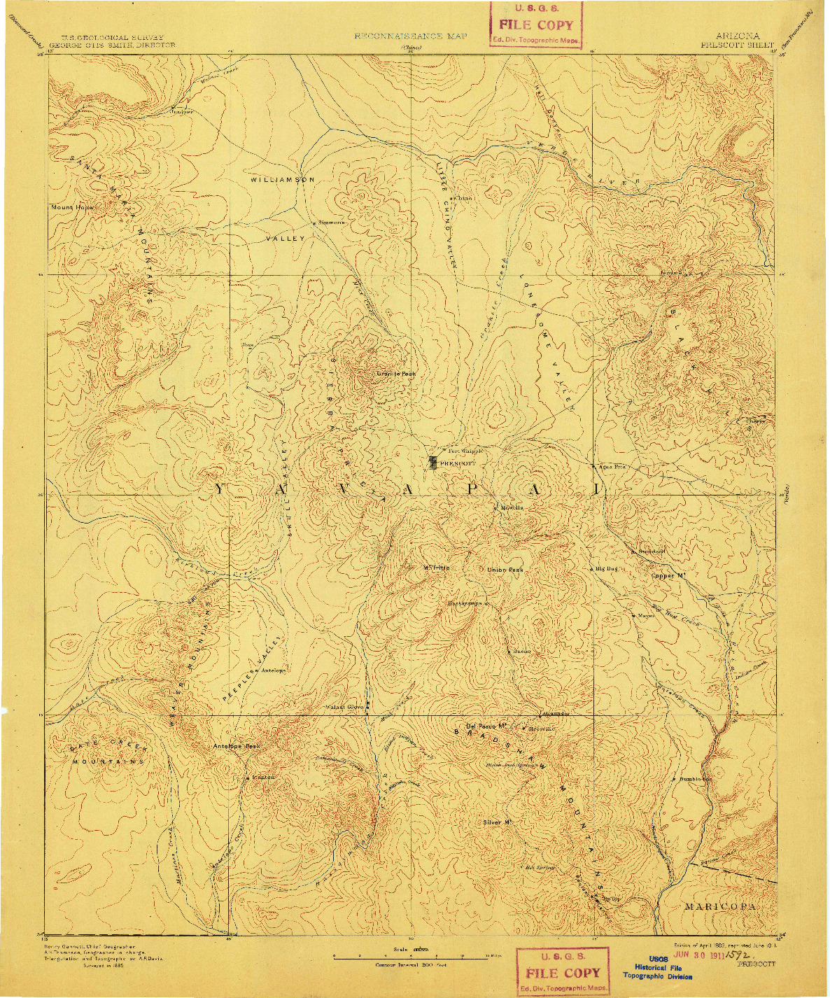 USGS 1:250000-SCALE QUADRANGLE FOR PRESCOTT, AZ 1892