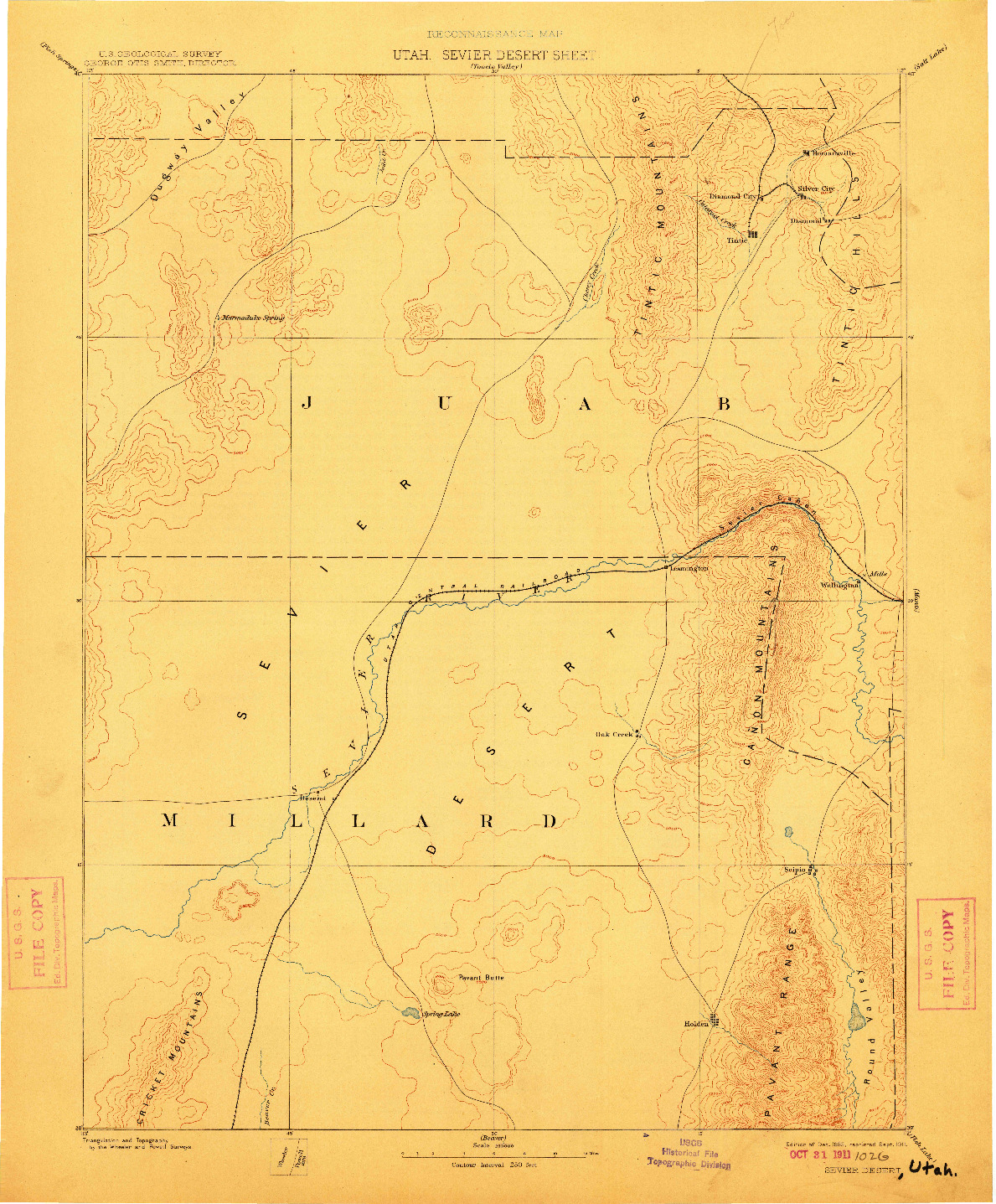 USGS 1:250000-SCALE QUADRANGLE FOR SEVIER DESERT, UT 1885