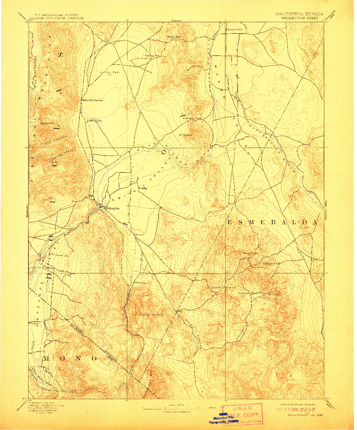 USGS 1:125000-SCALE QUADRANGLE FOR WELLINGTON, CA 1893