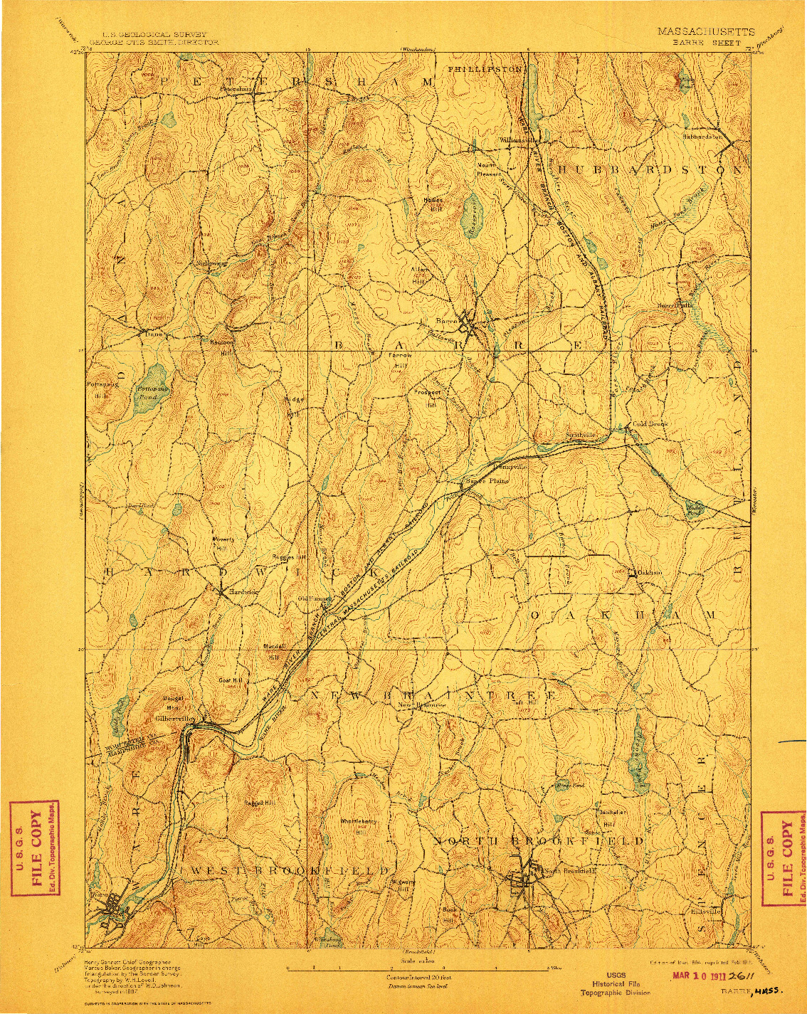 USGS 1:62500-SCALE QUADRANGLE FOR BARRE, MA 1894