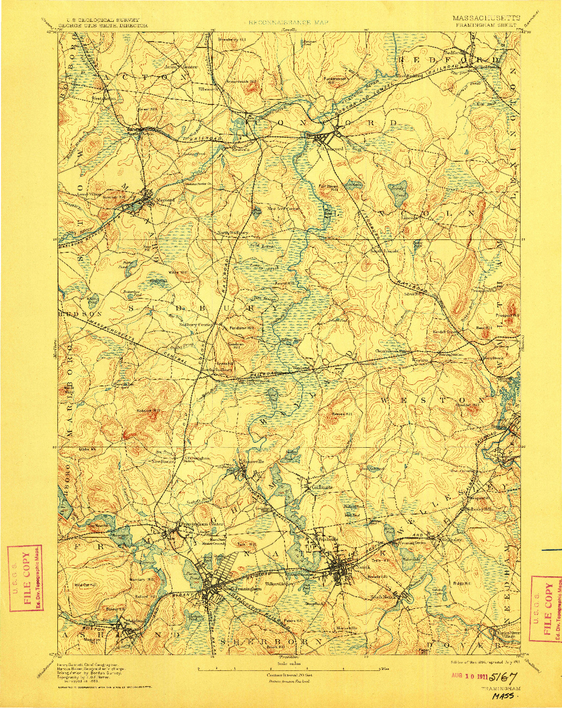 USGS 1:62500-SCALE QUADRANGLE FOR FRAMINGHAM, MA 1894