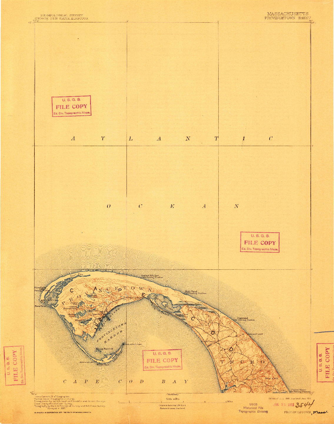 USGS 1:62500-SCALE QUADRANGLE FOR PROVINCETOWN, MA 1889