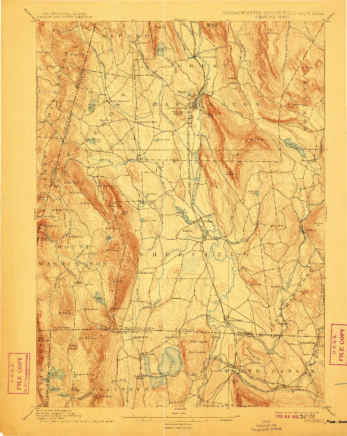 USGS 1:62500-SCALE QUADRANGLE FOR SHEFFIELD, MA 1897