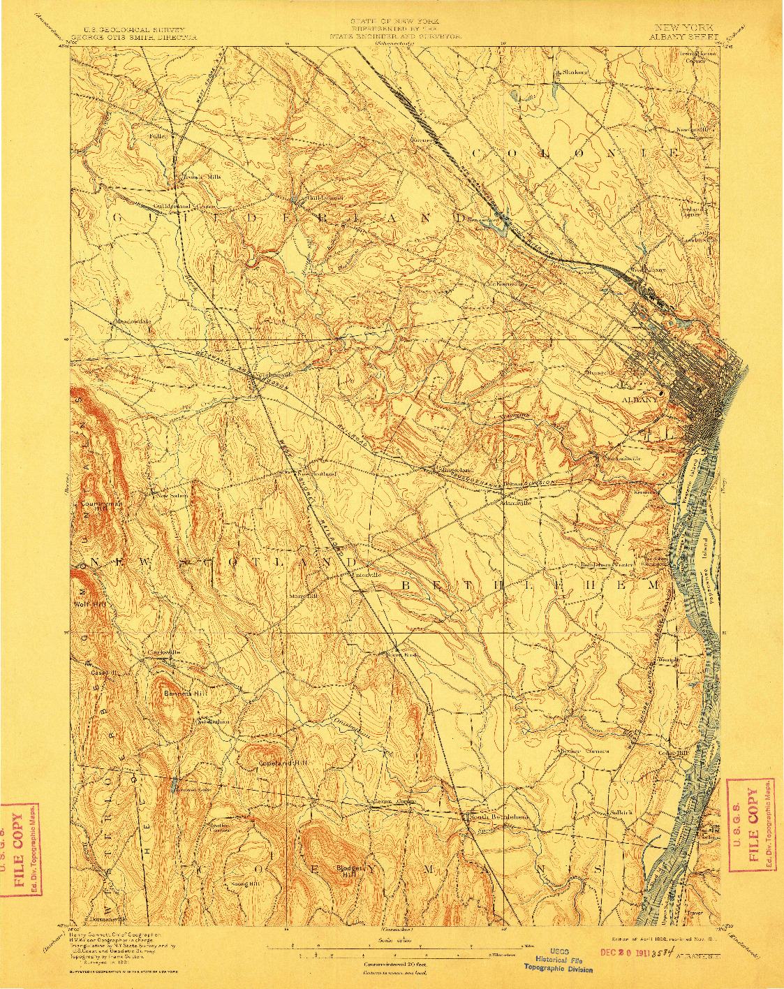 USGS 1:62500-SCALE QUADRANGLE FOR ALBANY, NY 1898