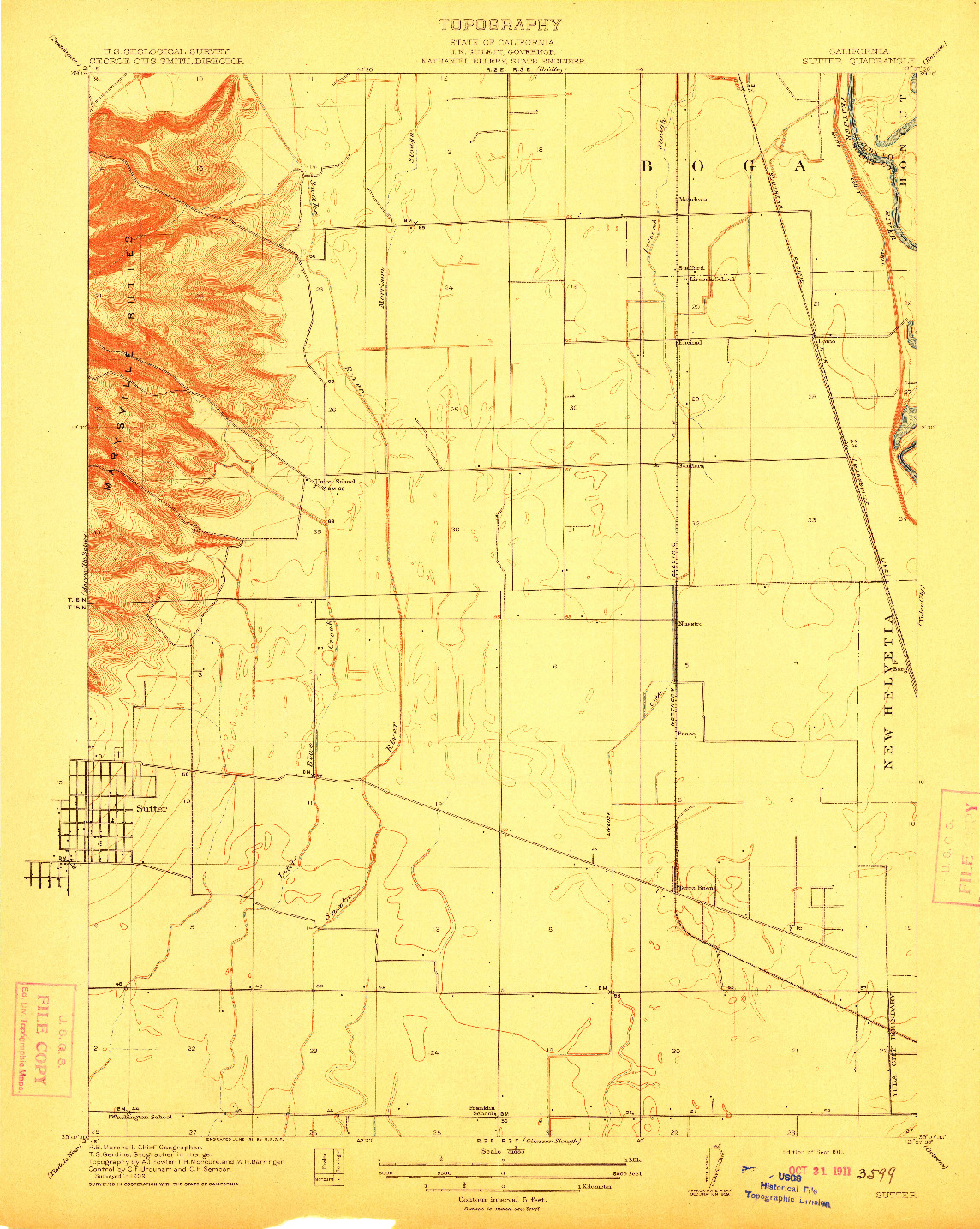 USGS 1:31680-SCALE QUADRANGLE FOR SUTTER, CA 1911