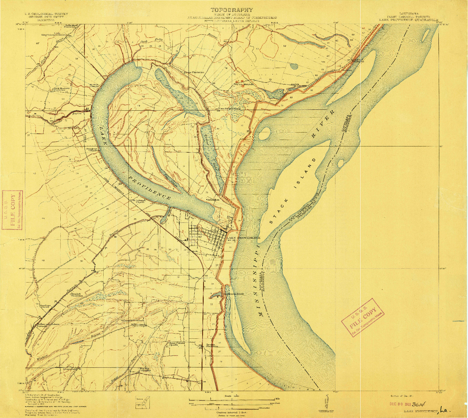 USGS 1:31680-SCALE QUADRANGLE FOR LAKE PROVIDENCE, LA 1911