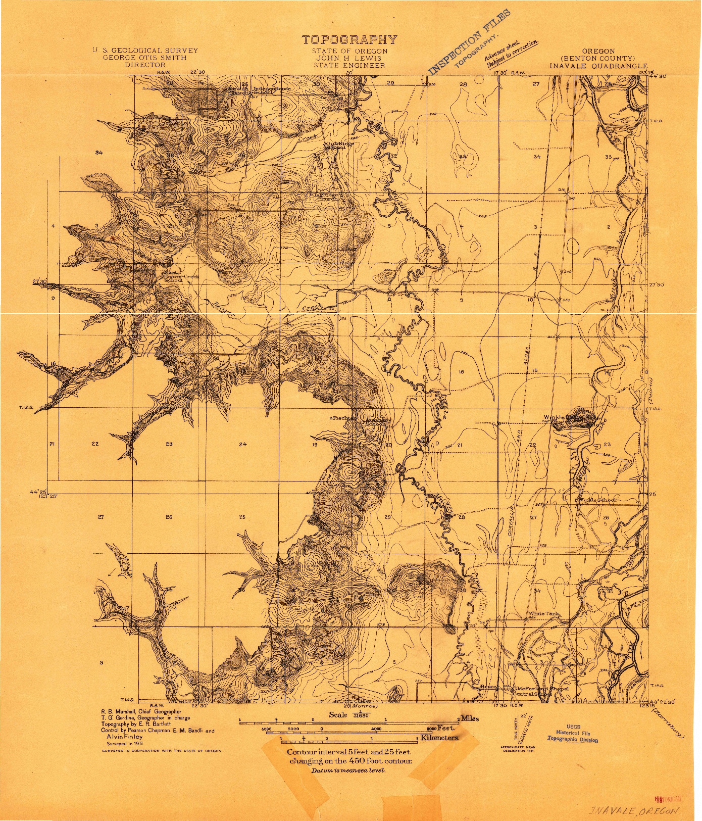 USGS 1:31680-SCALE QUADRANGLE FOR INAVALE, OR 1911