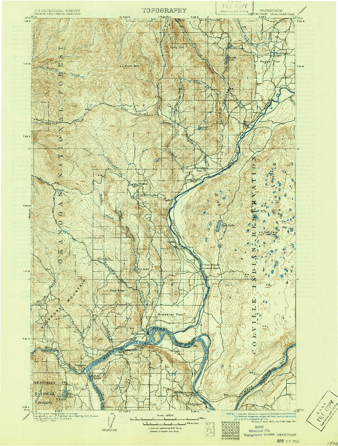 USGS 1:125000-SCALE QUADRANGLE FOR OKANOGAN, WA 1905