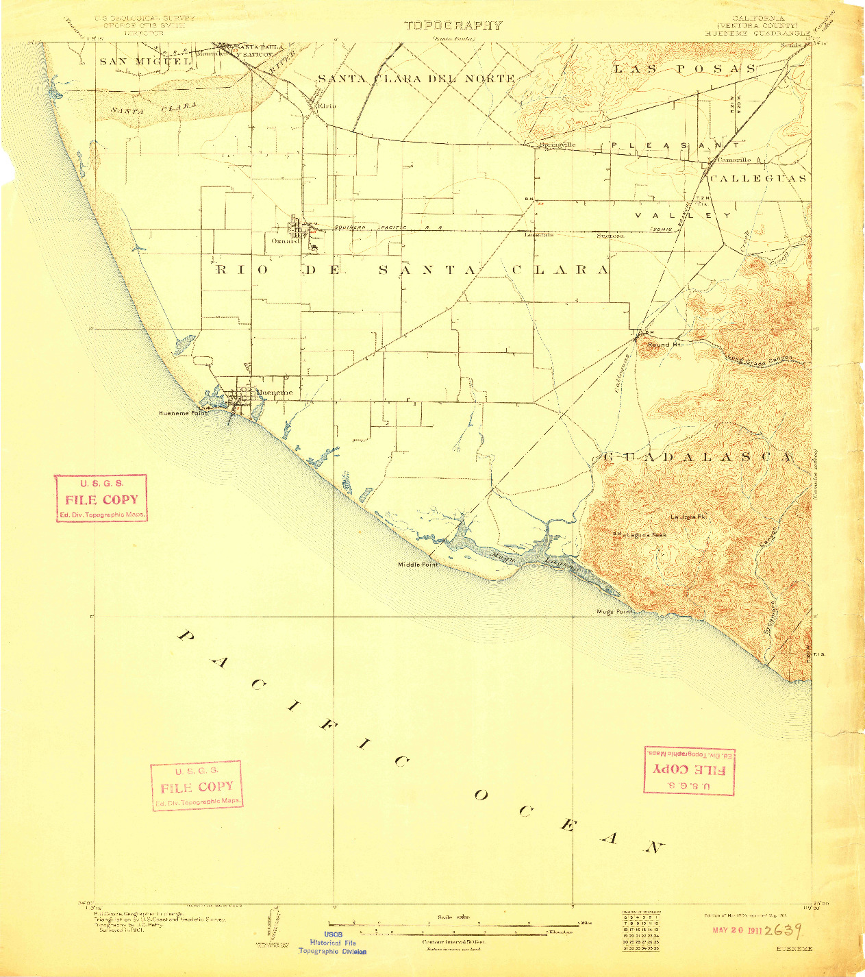 USGS 1:62500-SCALE QUADRANGLE FOR HUENEME, CA 1904