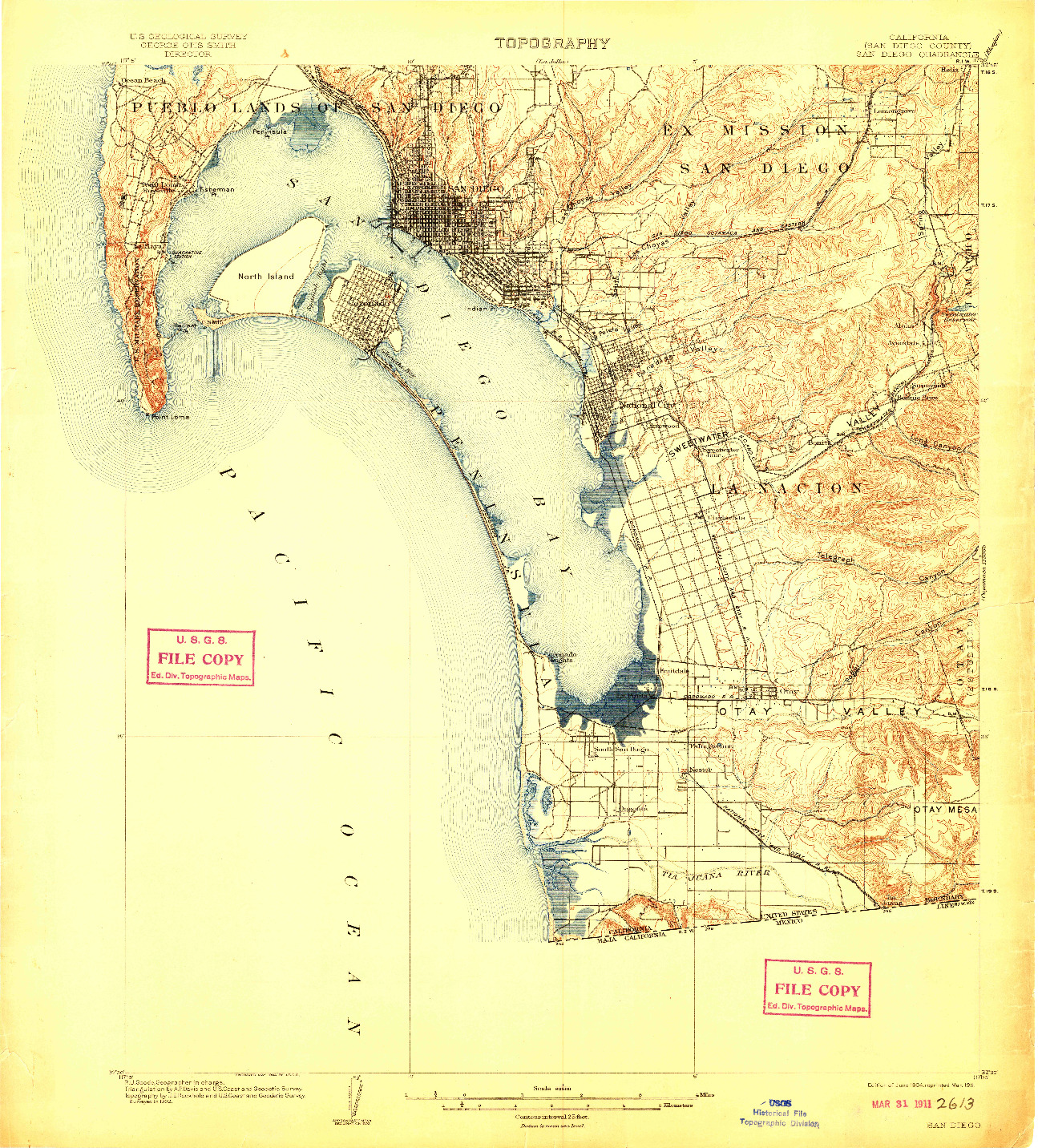 USGS 1:62500-SCALE QUADRANGLE FOR SAN DIEGO, CA 1904