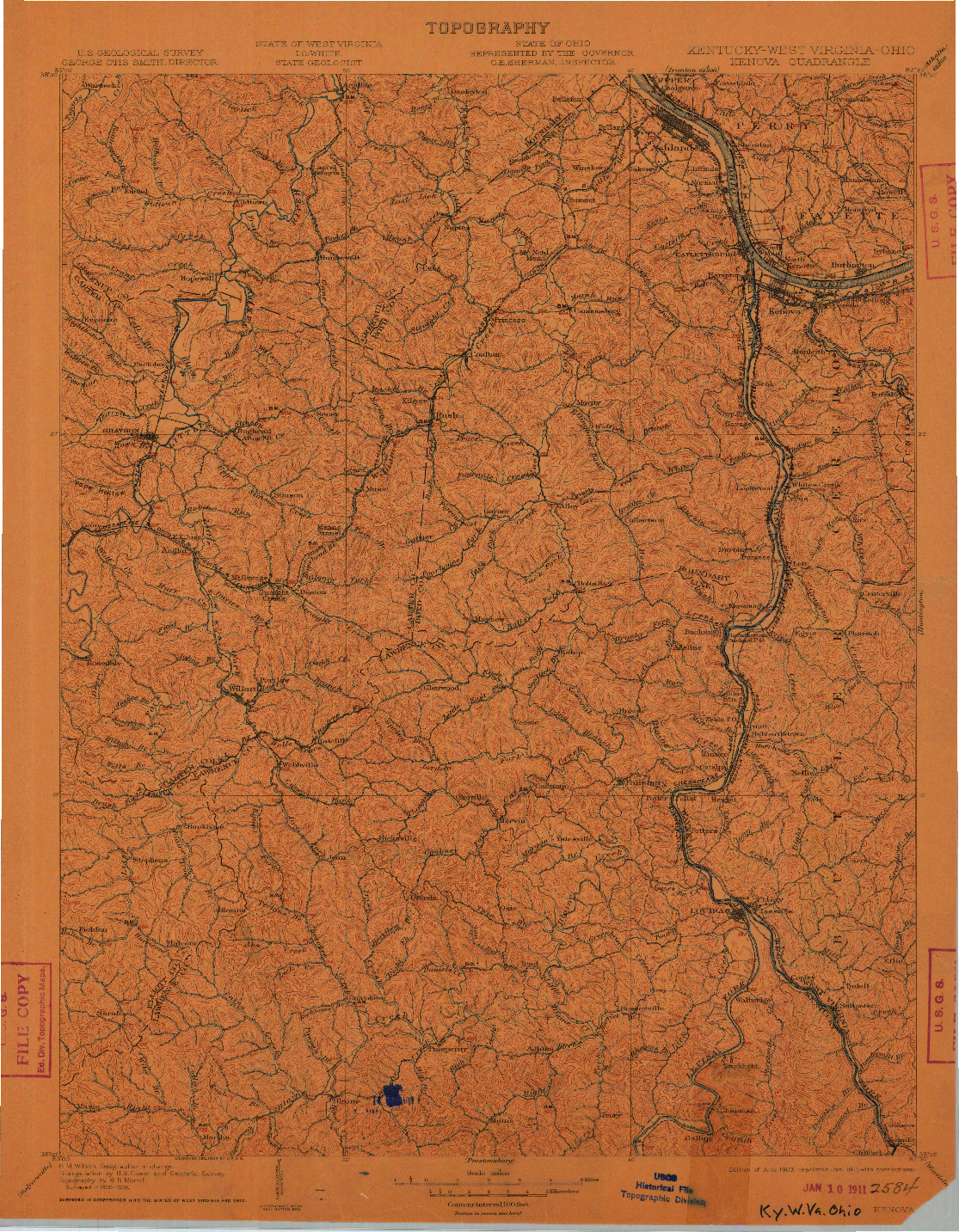 USGS 1:125000-SCALE QUADRANGLE FOR KENOVA, KY 1903