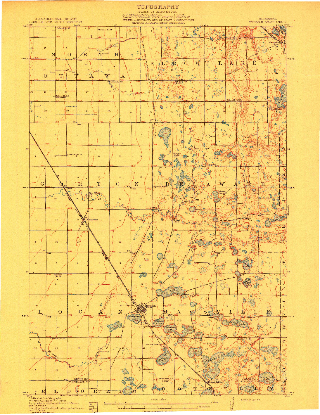 USGS 1:62500-SCALE QUADRANGLE FOR HERMAN, MN 1911