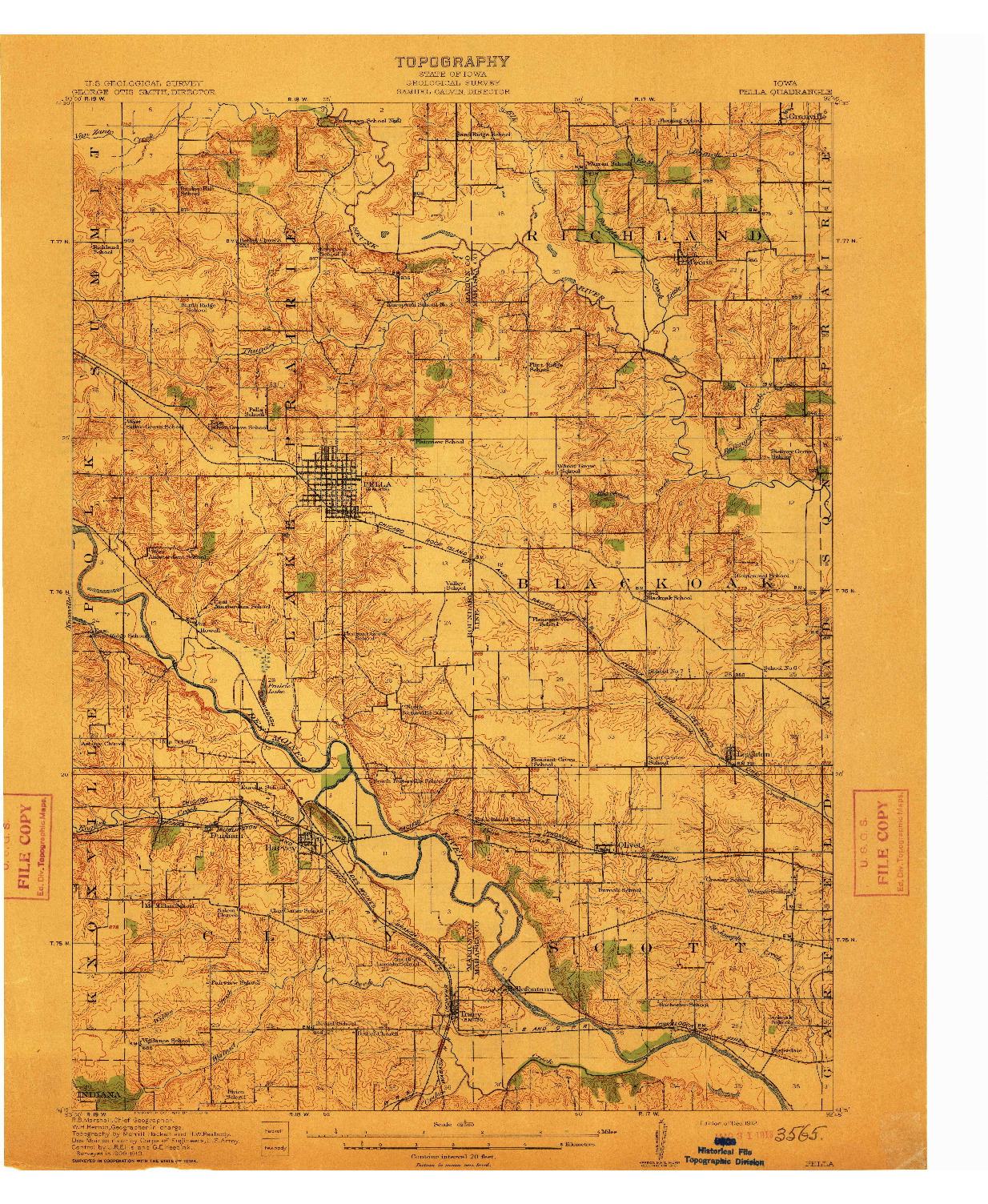 USGS 1:62500-SCALE QUADRANGLE FOR PELLA, IA 1912