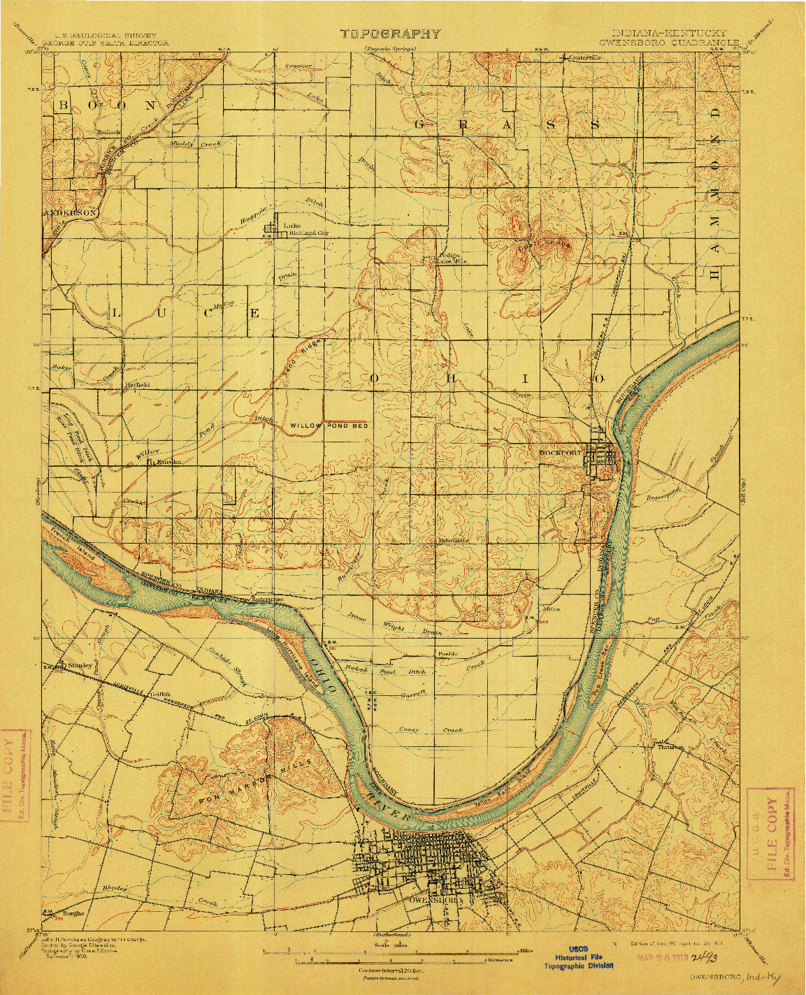 USGS 1:62500-SCALE QUADRANGLE FOR OWENSBORO, IN 1901