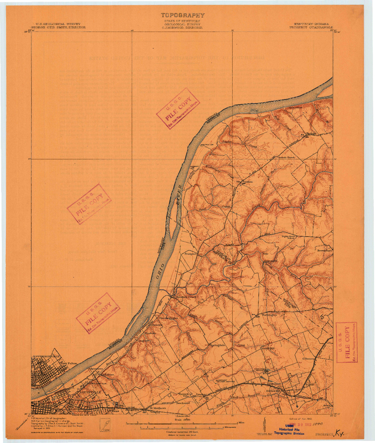 USGS 1:62500-SCALE QUADRANGLE FOR PROSPECT, KY 1912