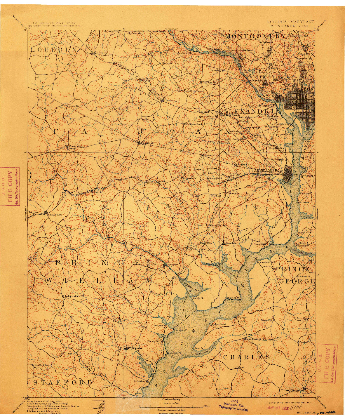 USGS 1:125000-SCALE QUADRANGLE FOR MT. VERNON, VA 1894