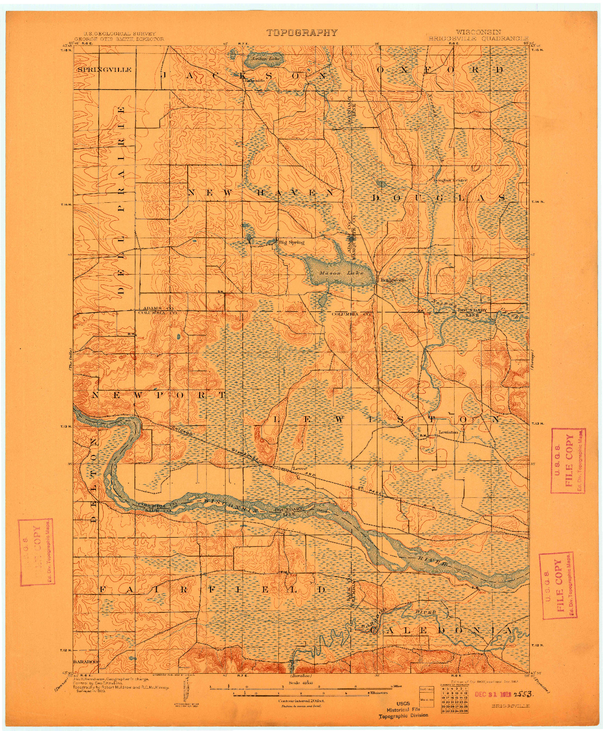 USGS 1:62500-SCALE QUADRANGLE FOR BRIGGSVILLE, WI 1902