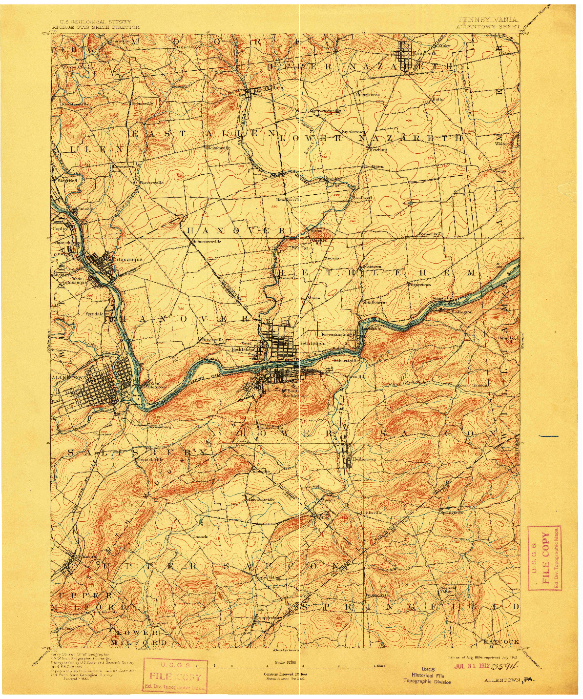 USGS 1:62500-SCALE QUADRANGLE FOR ALLENTOWN, PA 1894