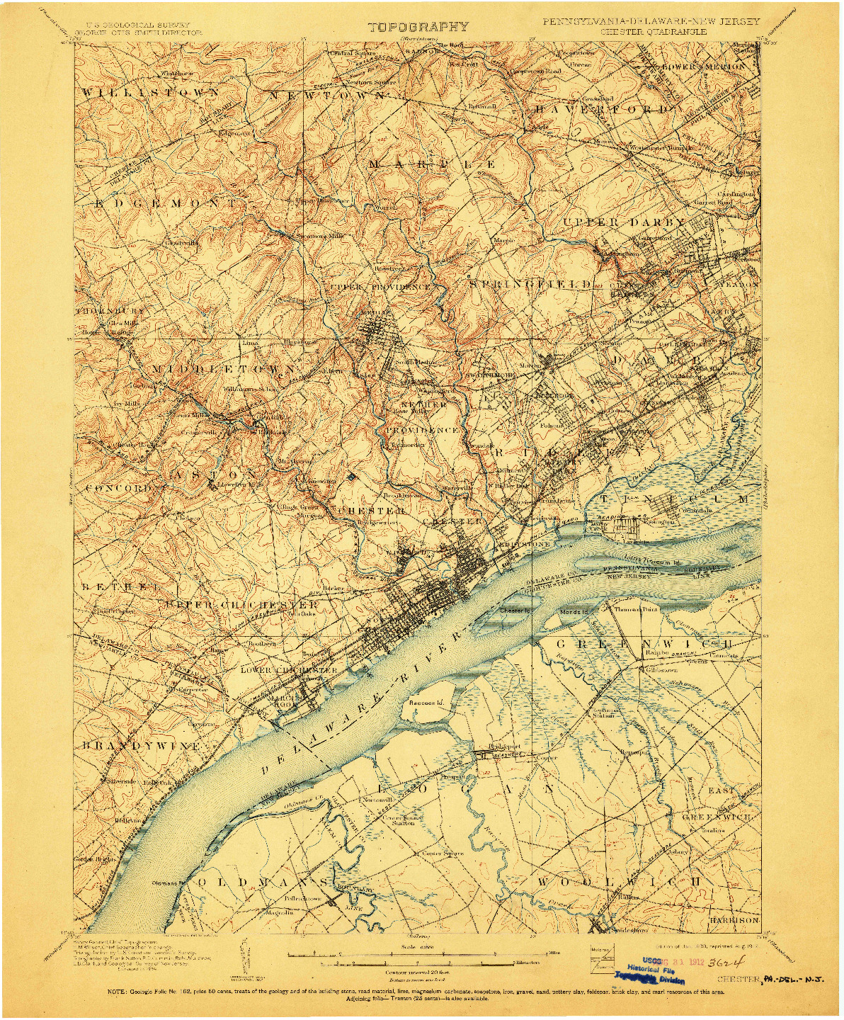 USGS 1:62500-SCALE QUADRANGLE FOR CHESTER, PA 1898