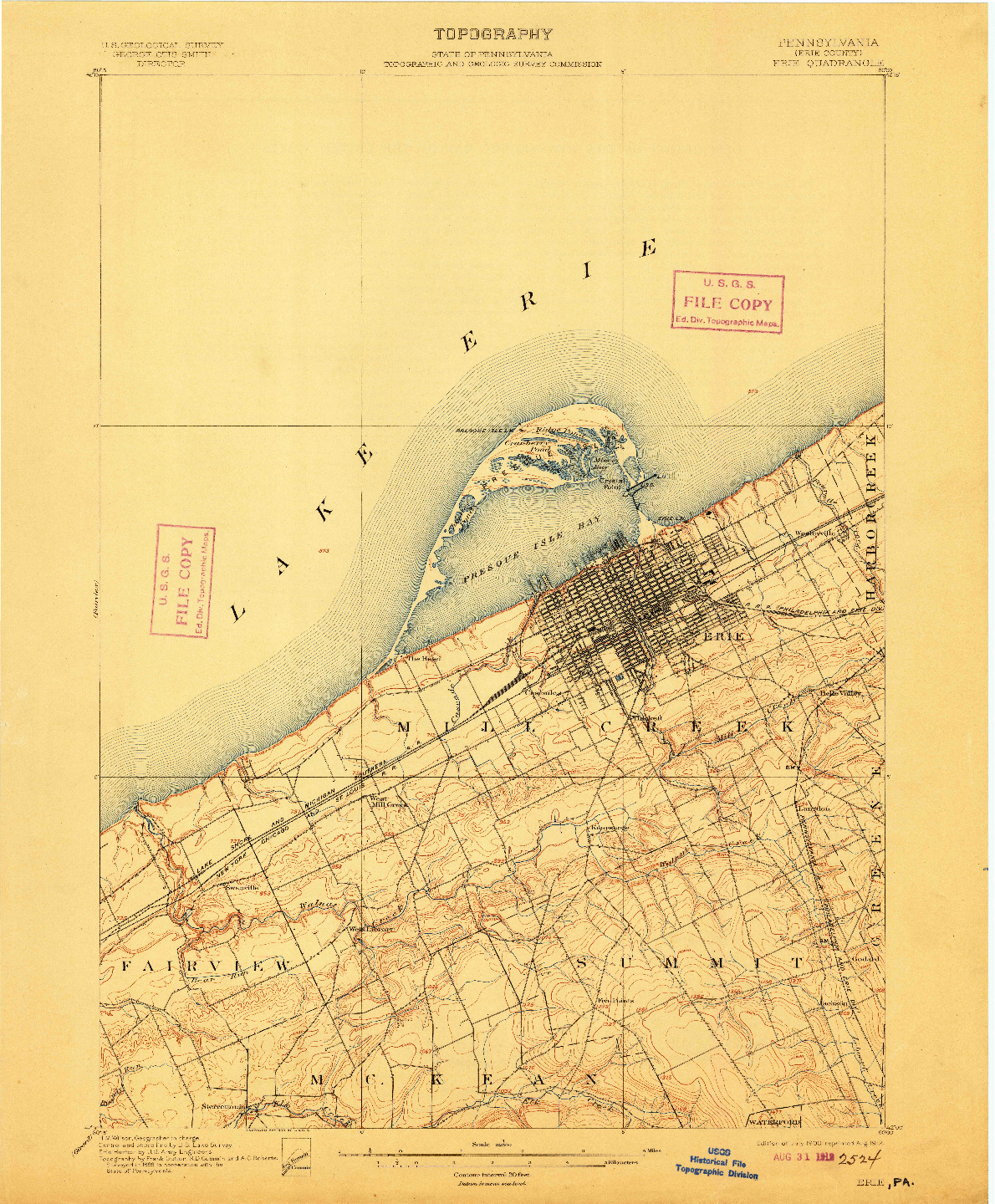 USGS 1:62500-SCALE QUADRANGLE FOR ERIE, PA 1900