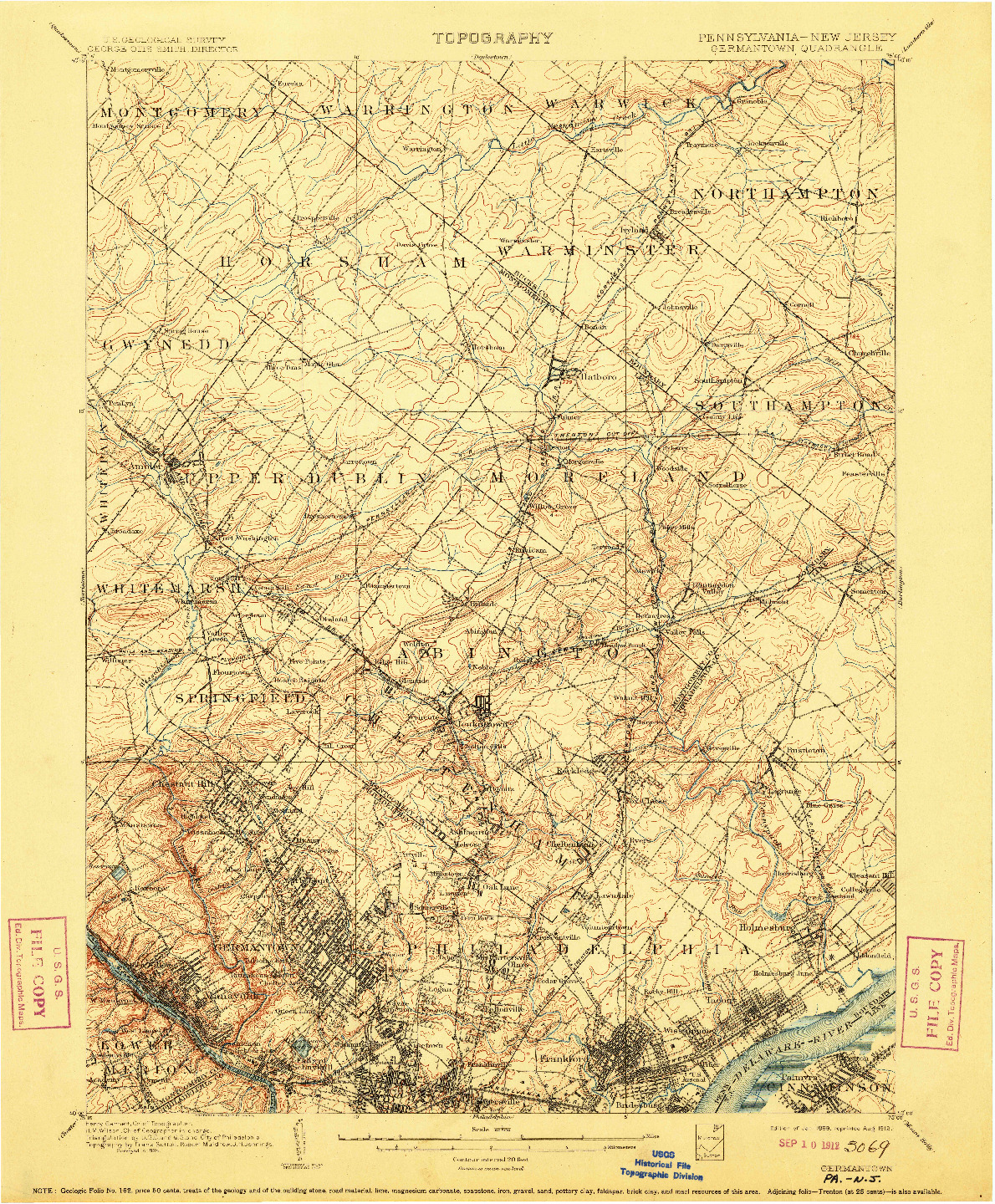 USGS 1:62500-SCALE QUADRANGLE FOR GERMANTOWN, PA 1899