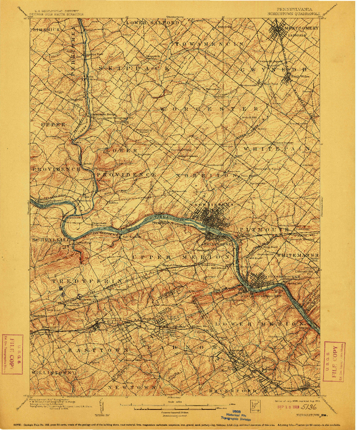 USGS 1:62500-SCALE QUADRANGLE FOR NORRISTOWN, PA 1895