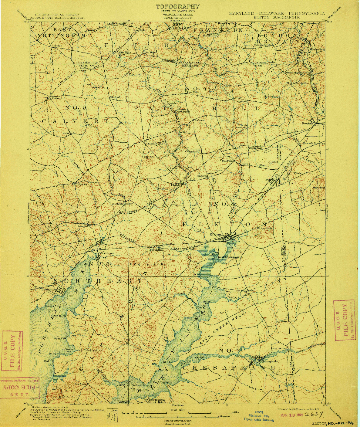 USGS 1:62500-SCALE QUADRANGLE FOR ELKTON, MD 1900