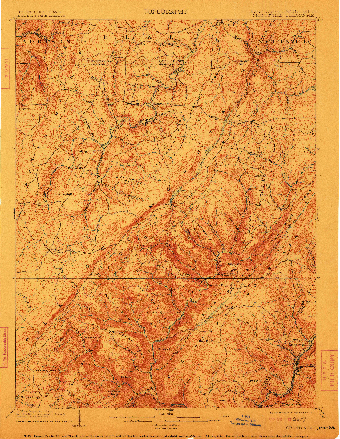 USGS 1:62500-SCALE QUADRANGLE FOR GRANTSVILLE, MD 1904