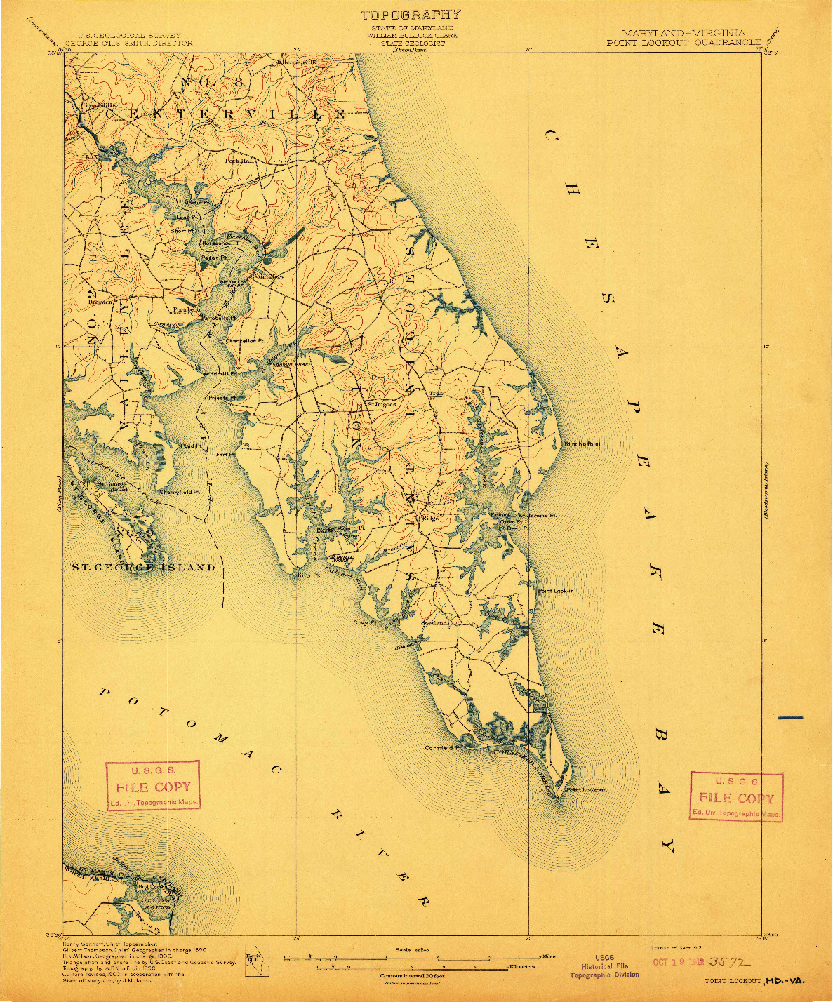 USGS 1:62500-SCALE QUADRANGLE FOR POINT LOOKOUT, MD 1912