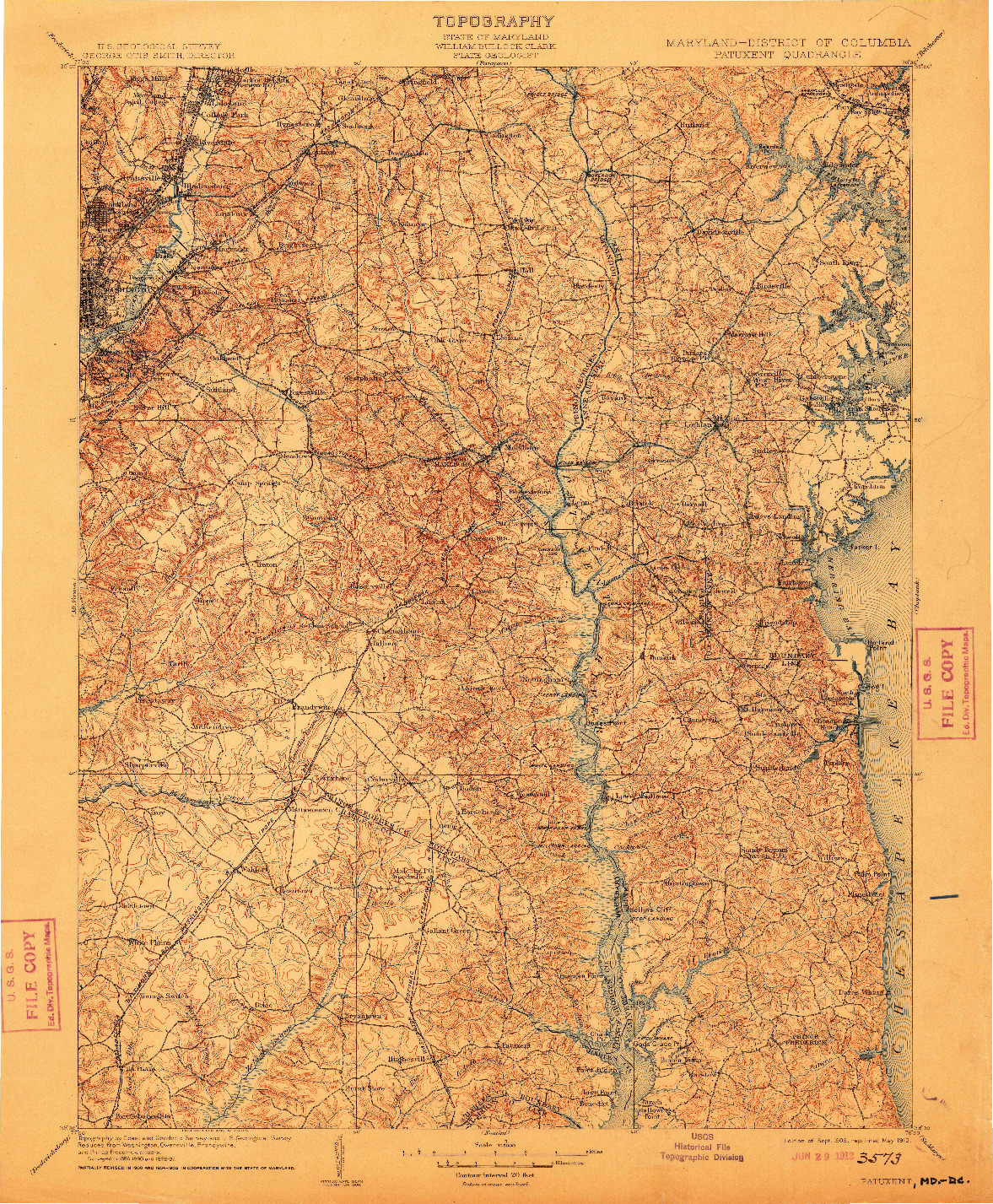 USGS 1:125000-SCALE QUADRANGLE FOR PATUXENT, MD 1906