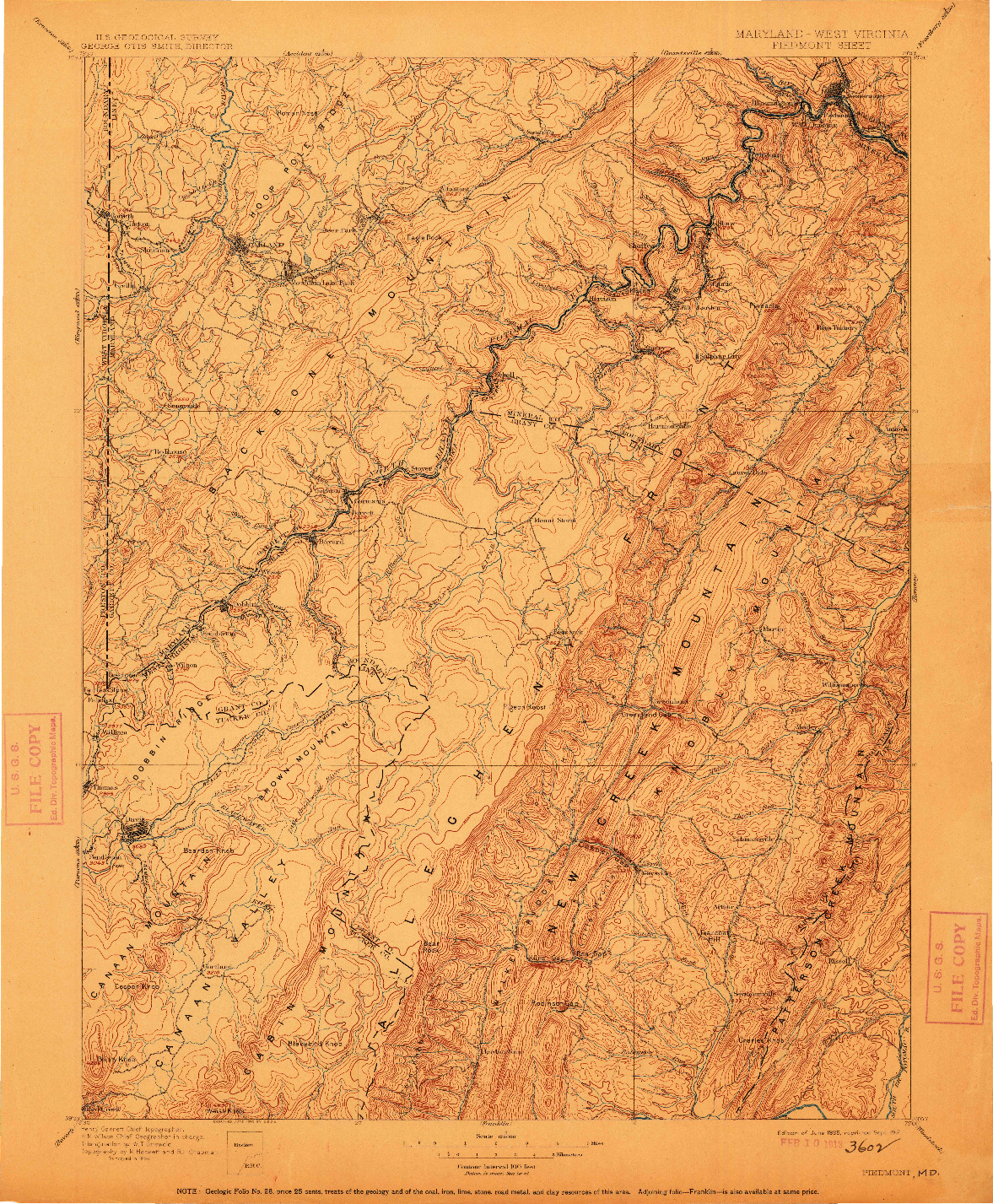 USGS 1:125000-SCALE QUADRANGLE FOR PIEDMONT, MD 1895