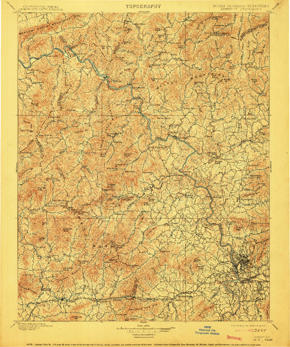 USGS 1:125000-SCALE QUADRANGLE FOR ASHEVILLE, NC 1901