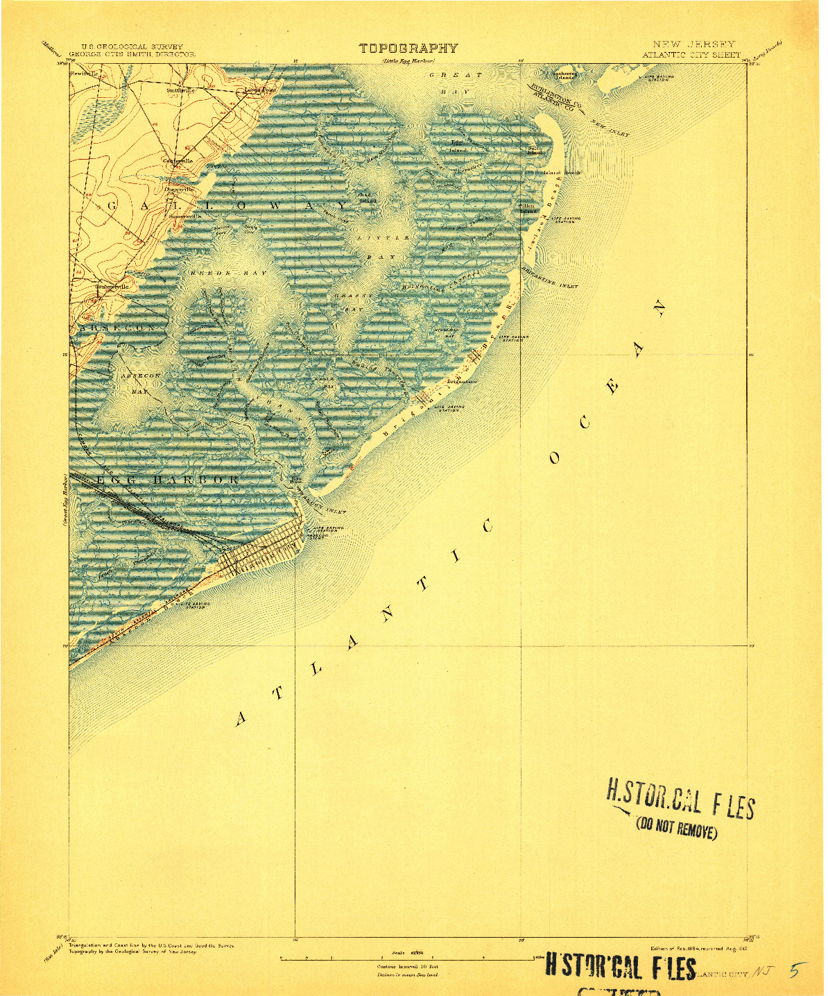 USGS 1:62500-SCALE QUADRANGLE FOR ATLANTIC CITY, NJ 1894