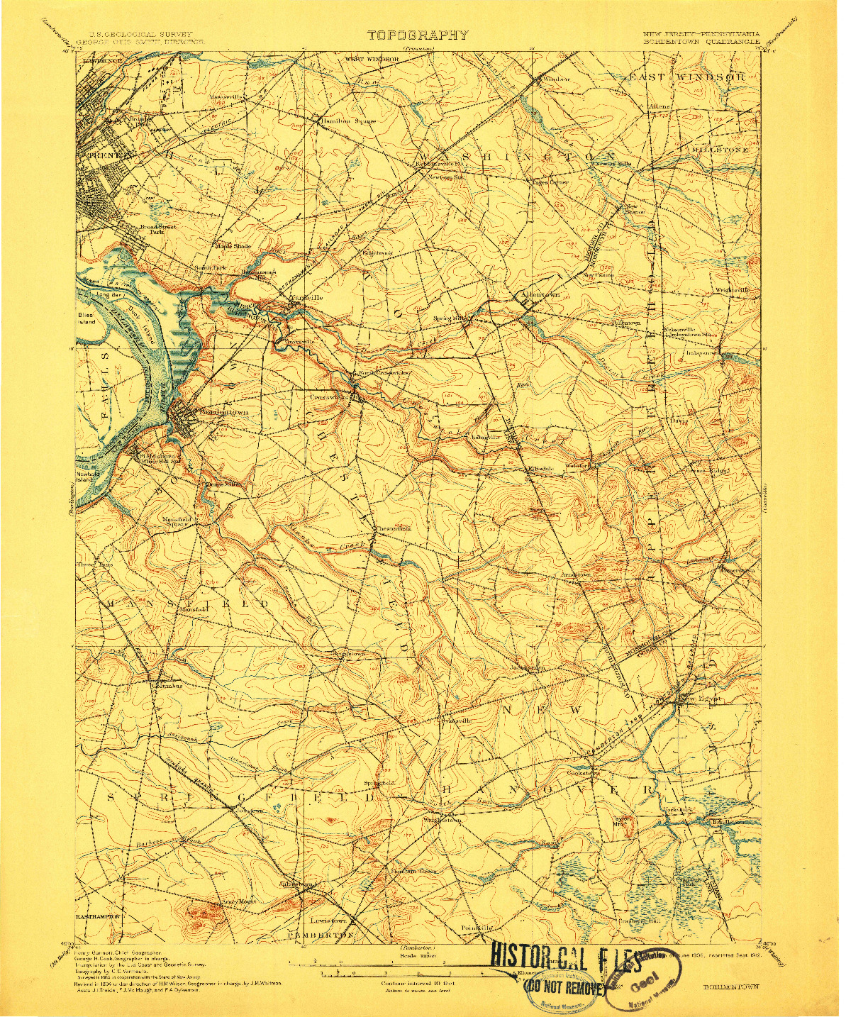 USGS 1:62500-SCALE QUADRANGLE FOR BORDENTOWN, NJ 1906