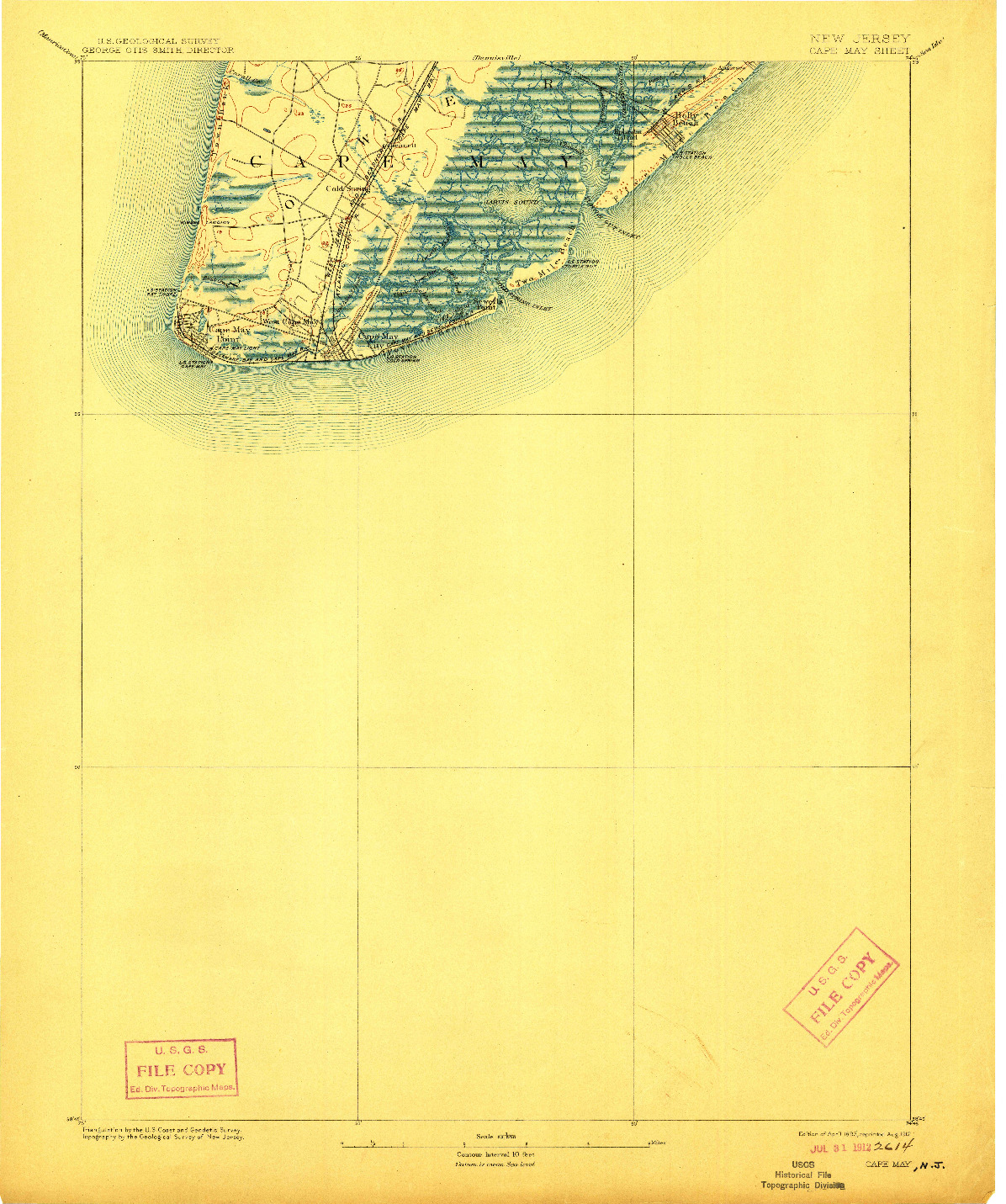 USGS 1:62500-SCALE QUADRANGLE FOR CAPE MAY, NJ 1893