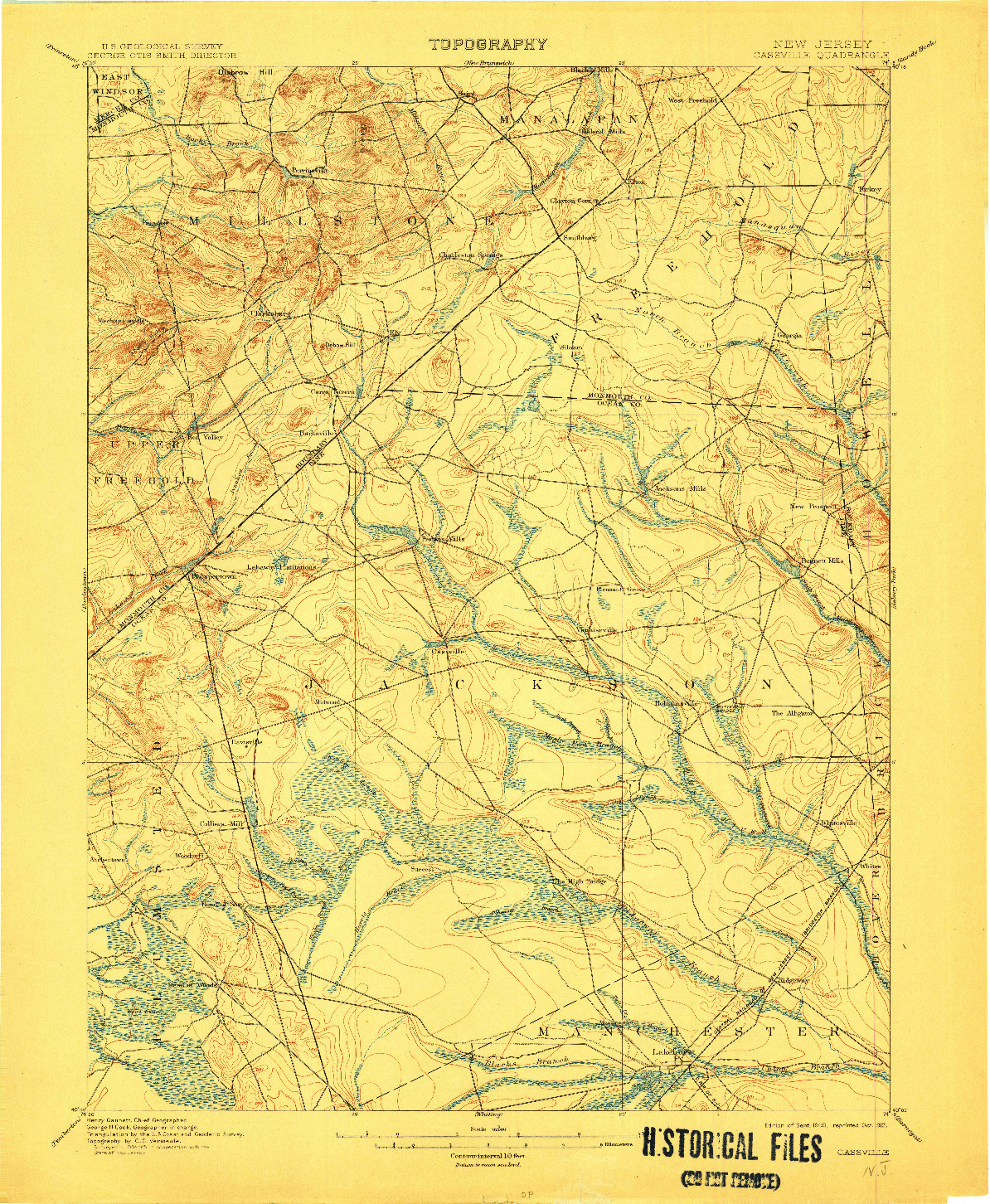 USGS 1:62500-SCALE QUADRANGLE FOR CASSVILLE, NJ 1900