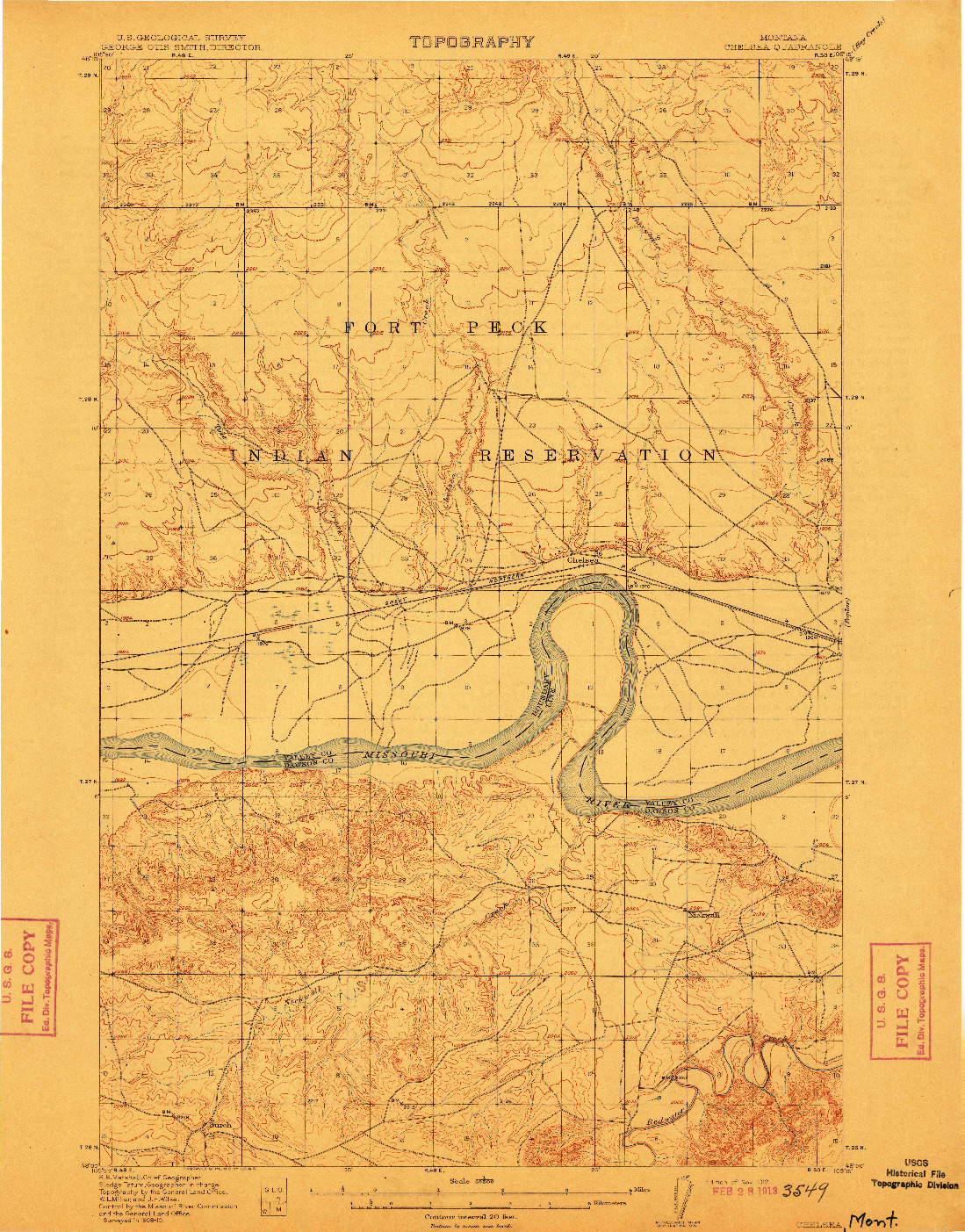 USGS 1:62500-SCALE QUADRANGLE FOR CHELSEA, MT 1912